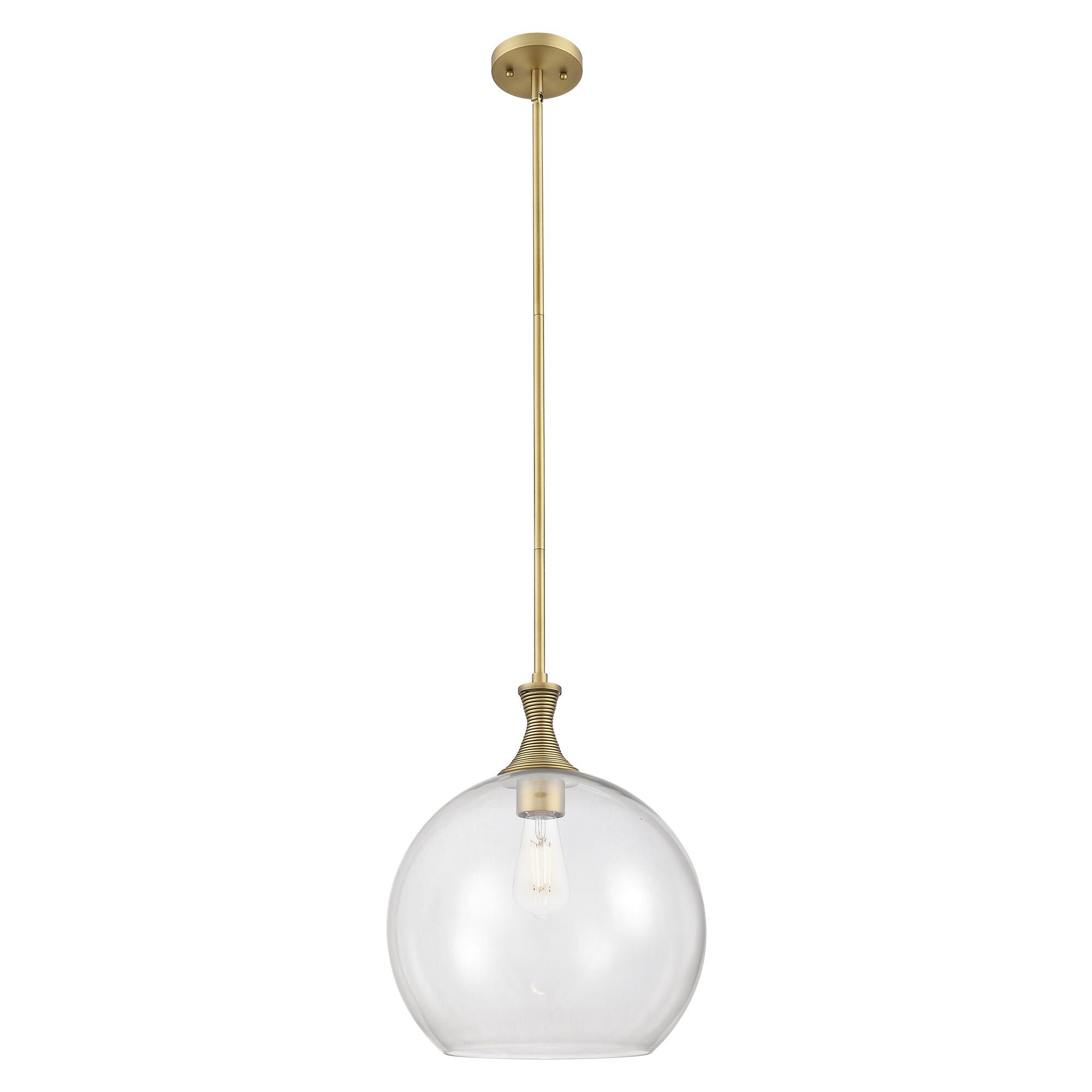 Shown in Brushed Brass finish and Clear glass