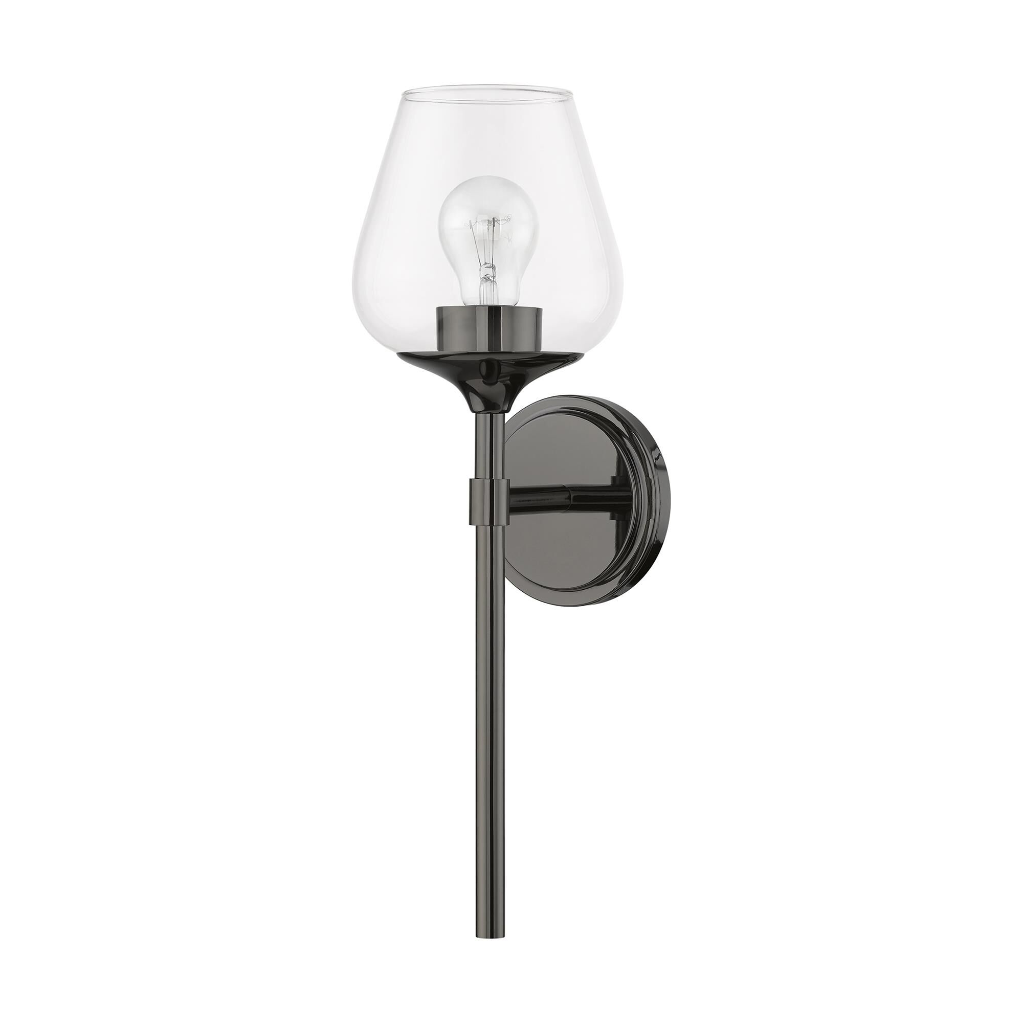Shown in Black Chrome finish and Clear glass