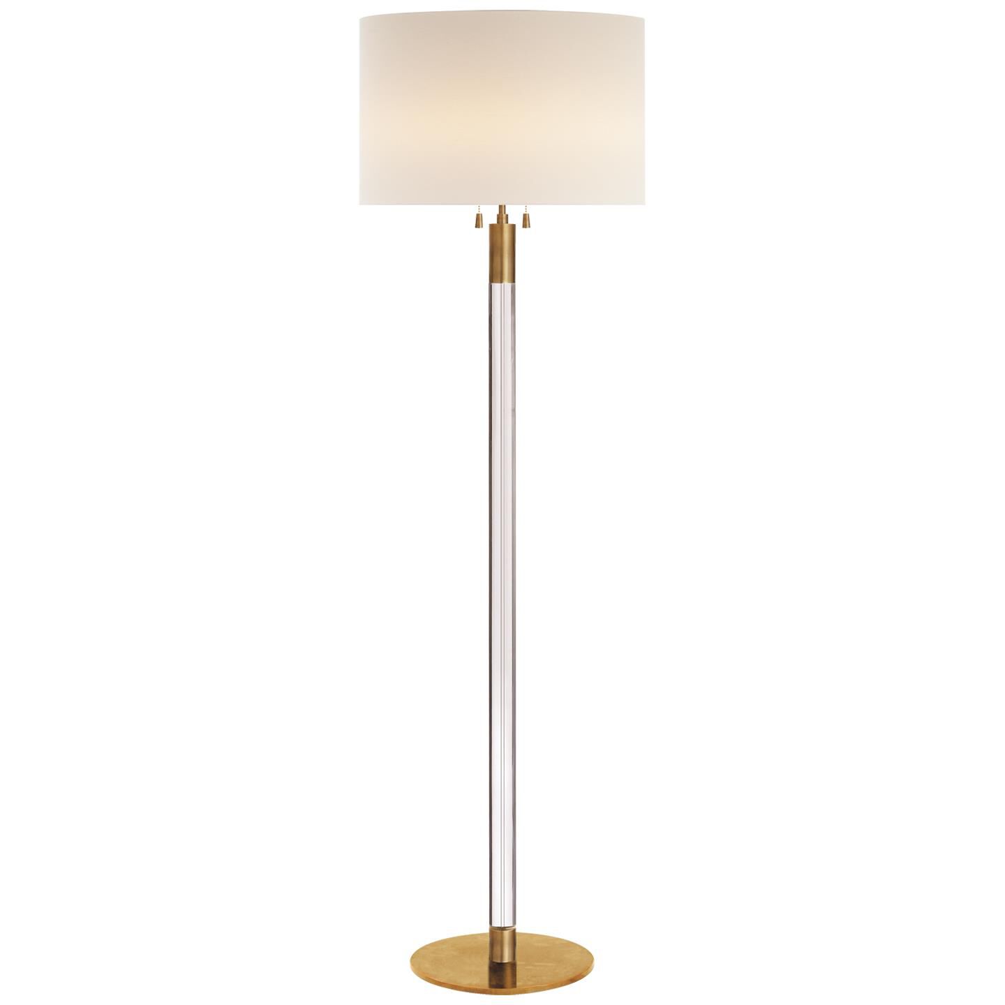 Shown in Hand-Rubbed Antique Brass With Crystal finish and Linen shade