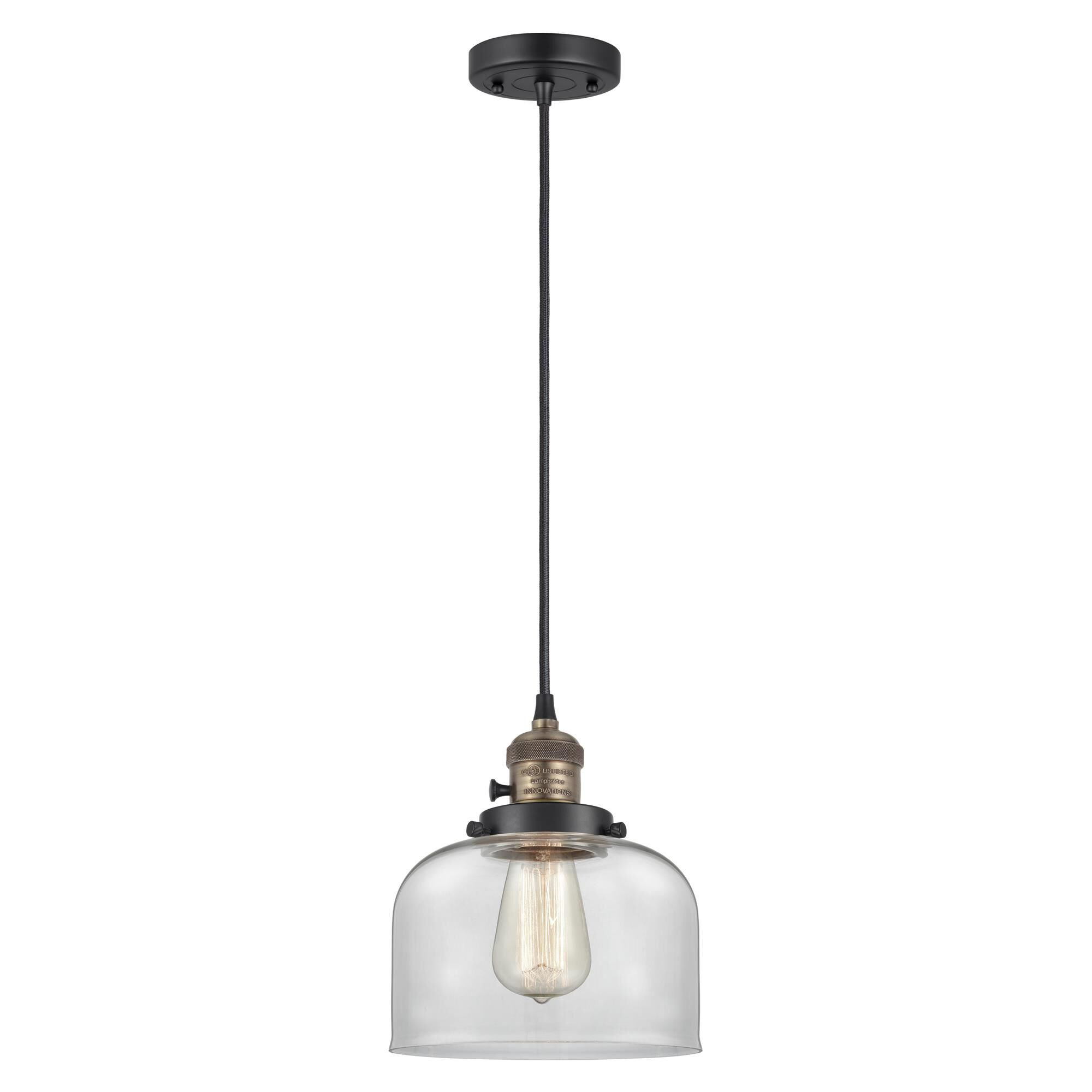 Shown in Black Antique Brass finish and Clear glass