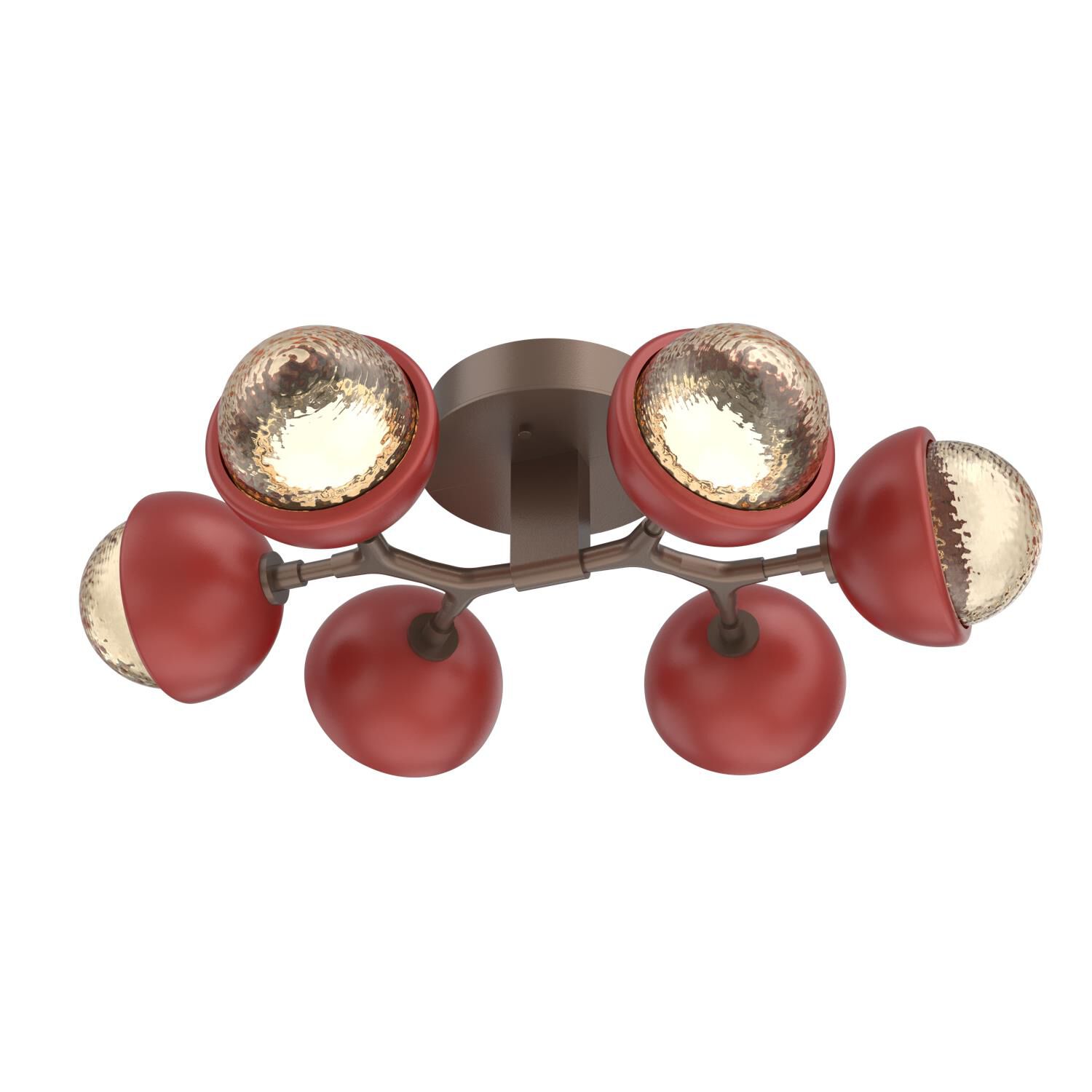 Shown in Burnished Bronze finish and Amber glass and Cinnamon Red accent