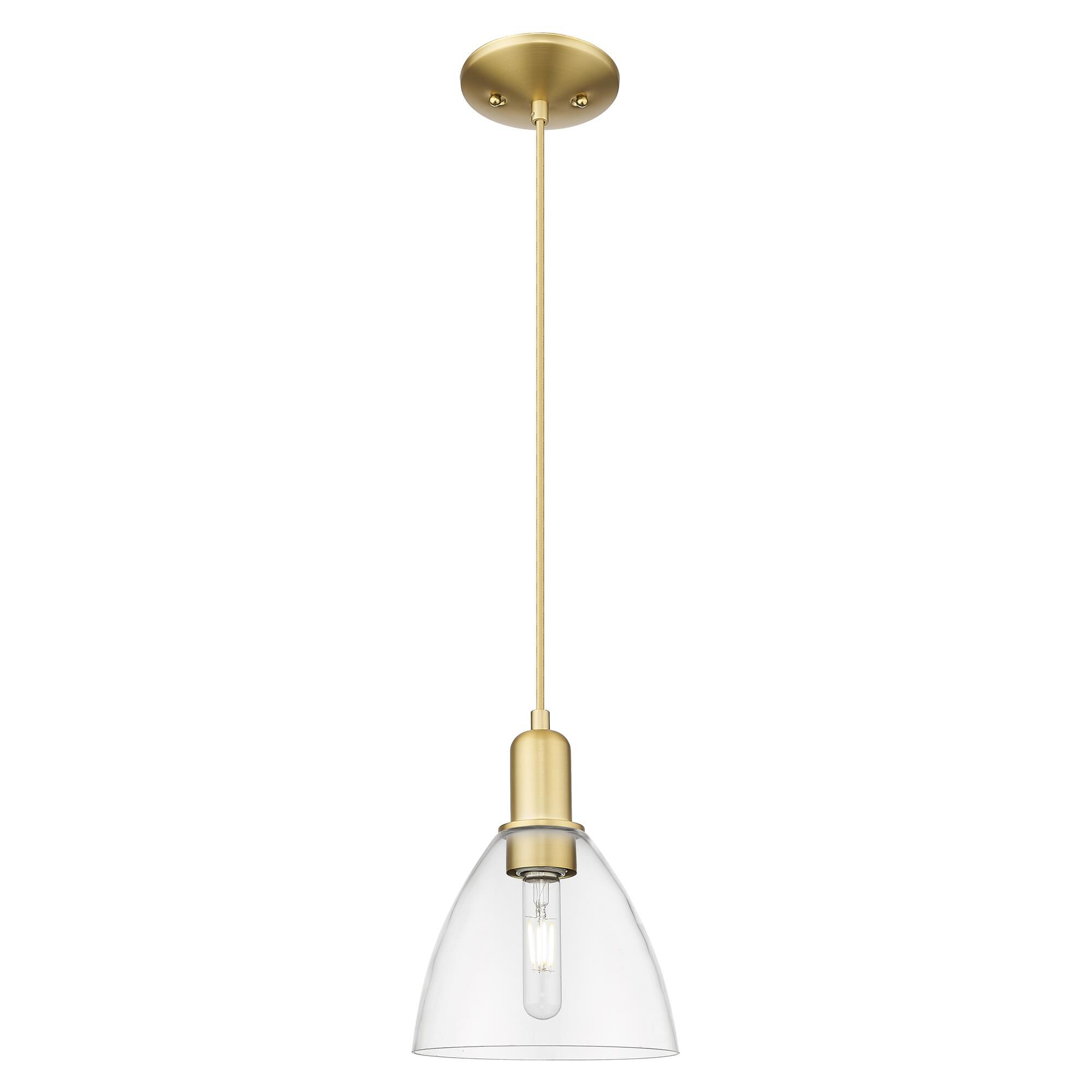 Shown in Satin Gold finish and Clear glass