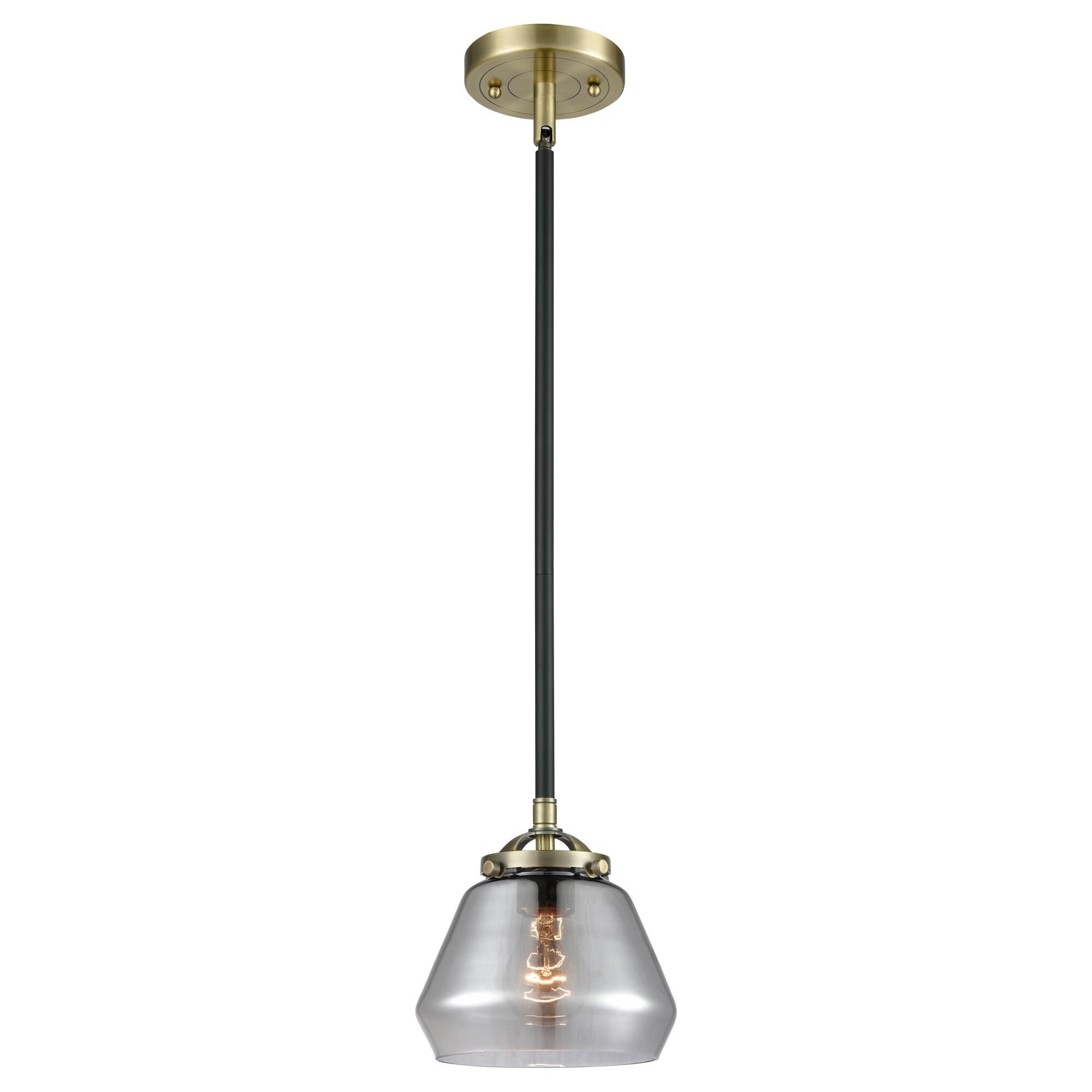 Shown in Black Antique Brass finish and Plated Smoke glass