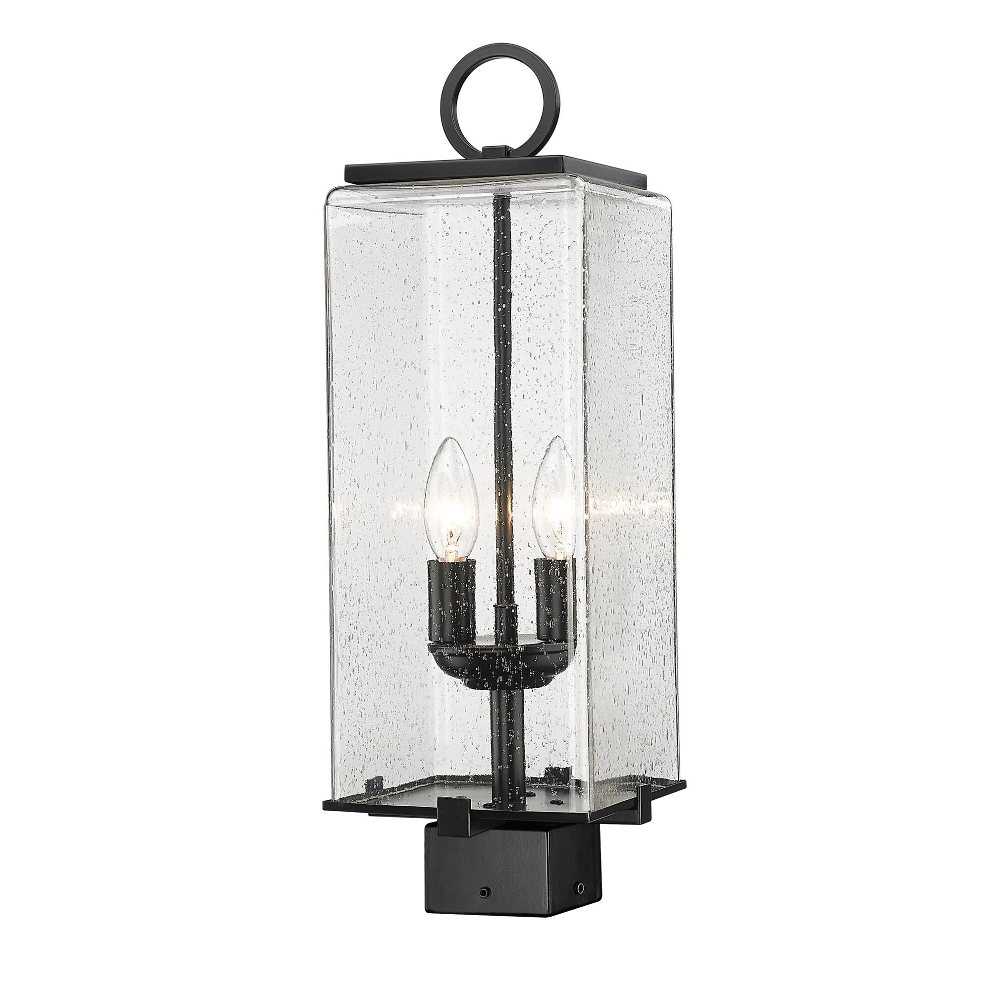 Shown in Black finish and Glass shade