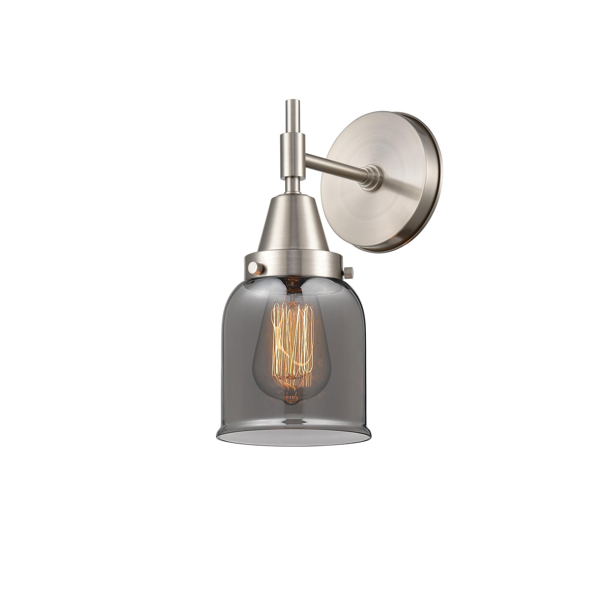 Shown in Satin Nickel finish and Plated Smoke Large Cone glass
