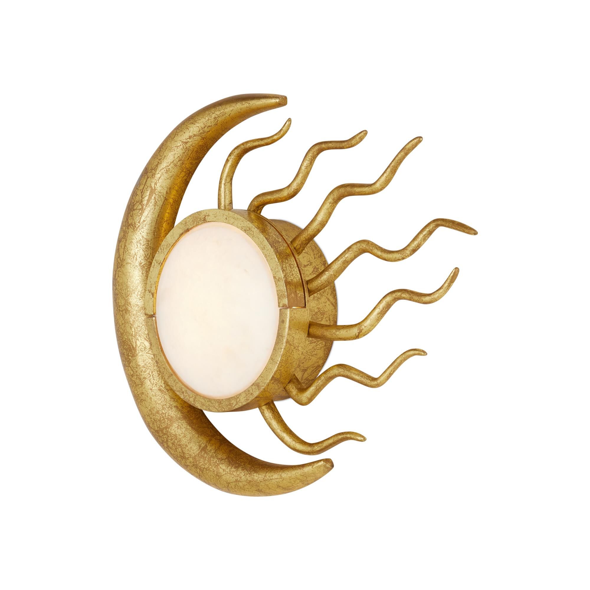 Shown in Gold Leaf and White finish and White Marble Diffuser shade