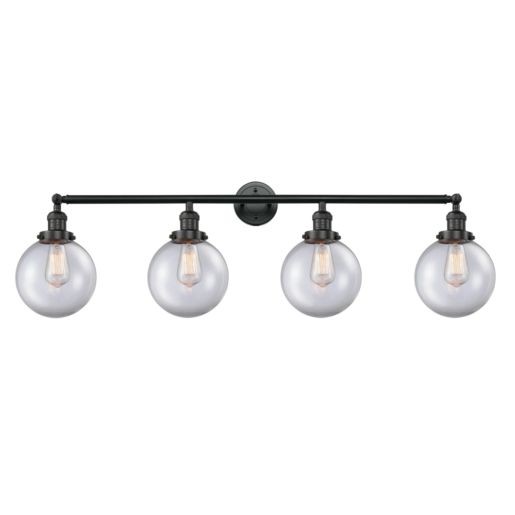 Shown in Matte Black finish and Clear Beacon glass