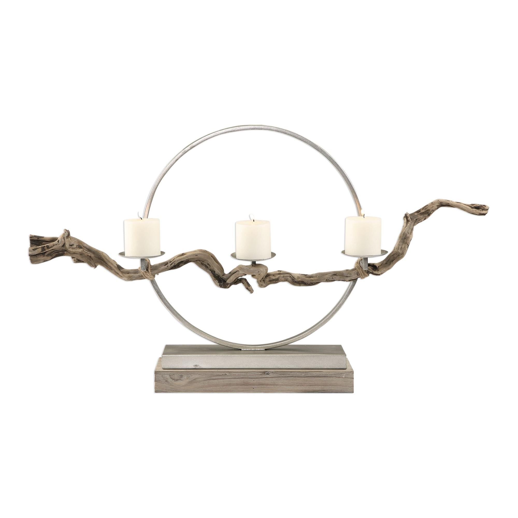 Shown in Lightly Antiqued Silver Champagne Iron Ring Features A Natural Twig Stretched Across The Front And A finish