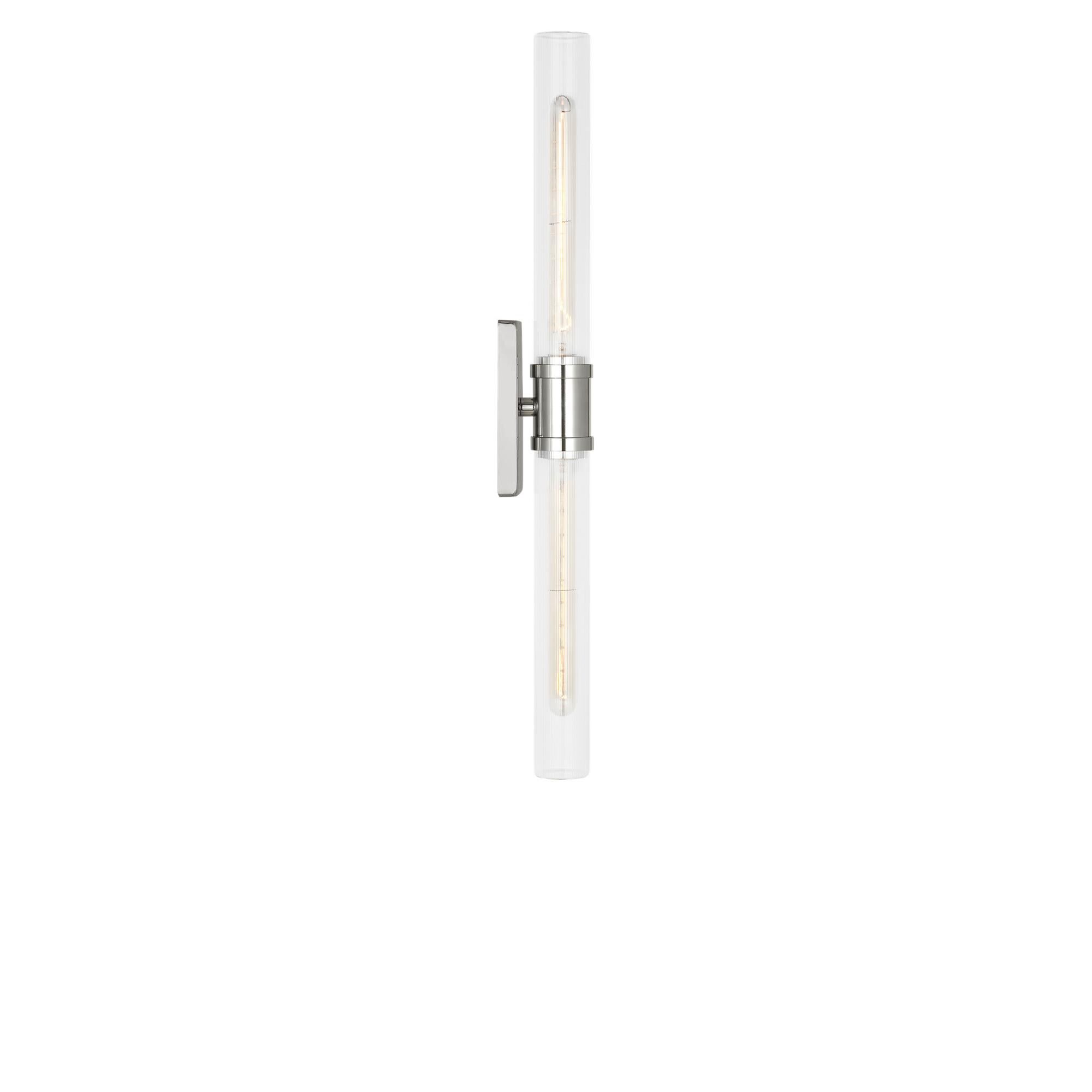 Shown in Chrome finish and Clear Fluted glass