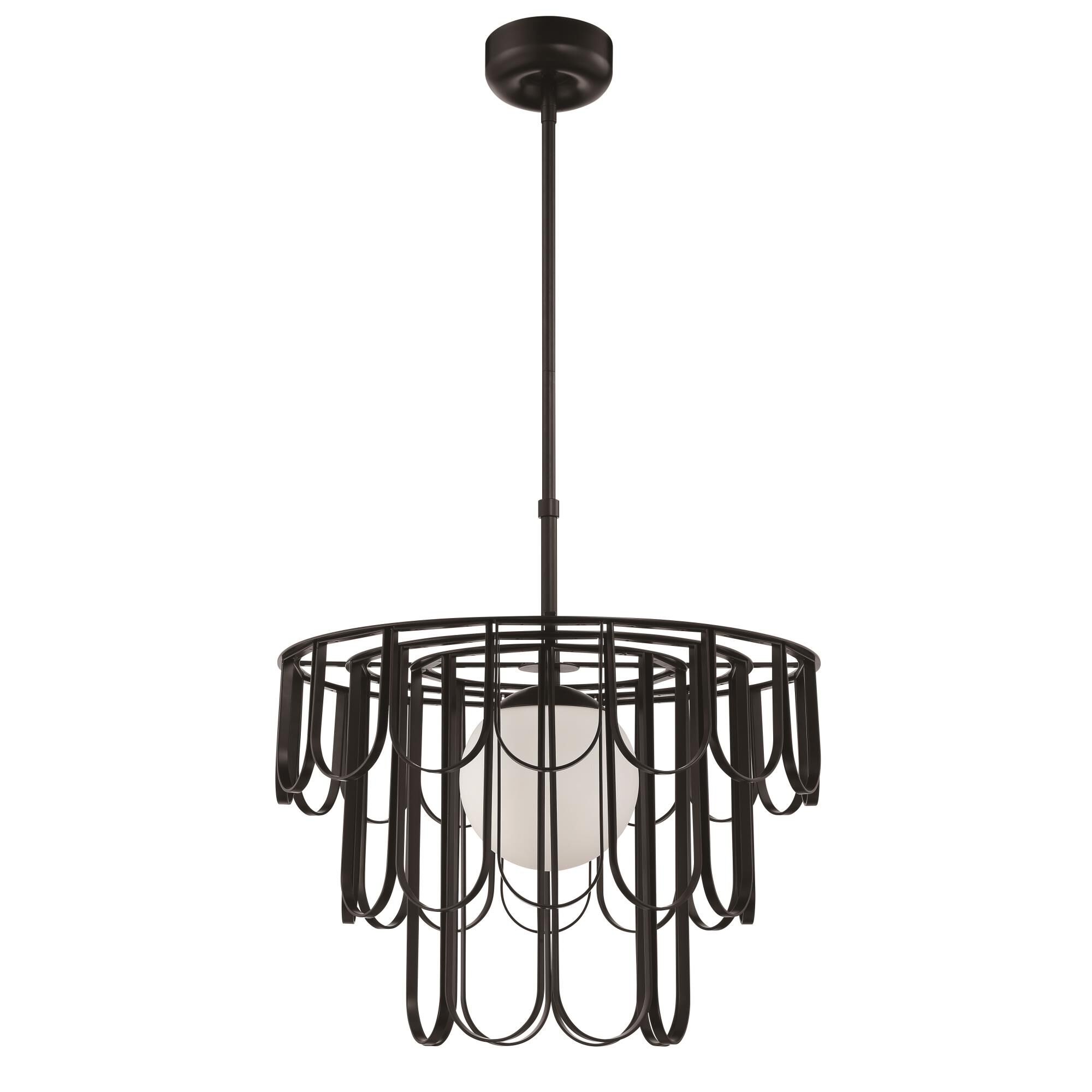 Shown in Flat Black finish and White Frosted glass and Glass shade