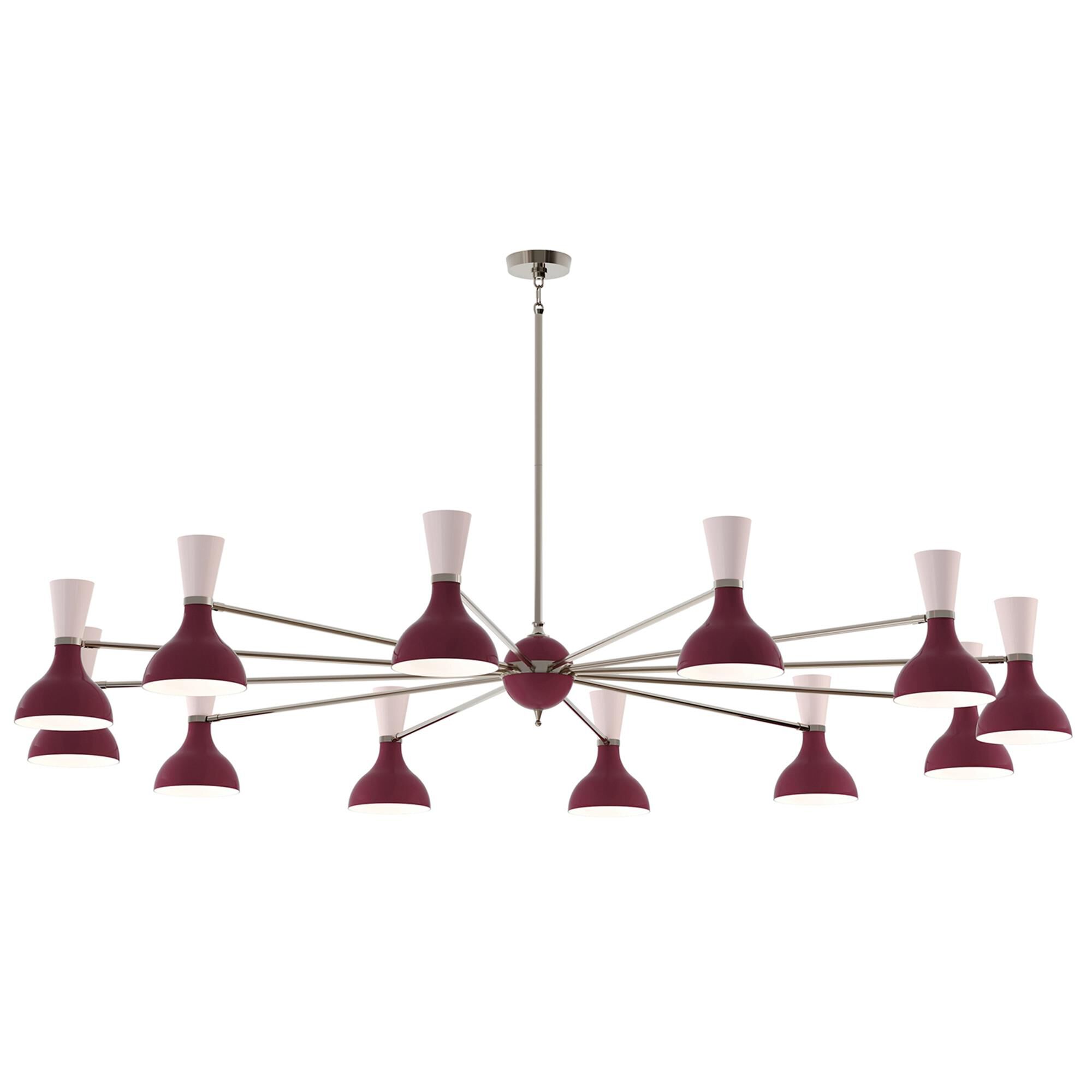 Shown in Polished Nickel Sugar Plum Rose Water Paint finish and Sugar Plum and Rose shade