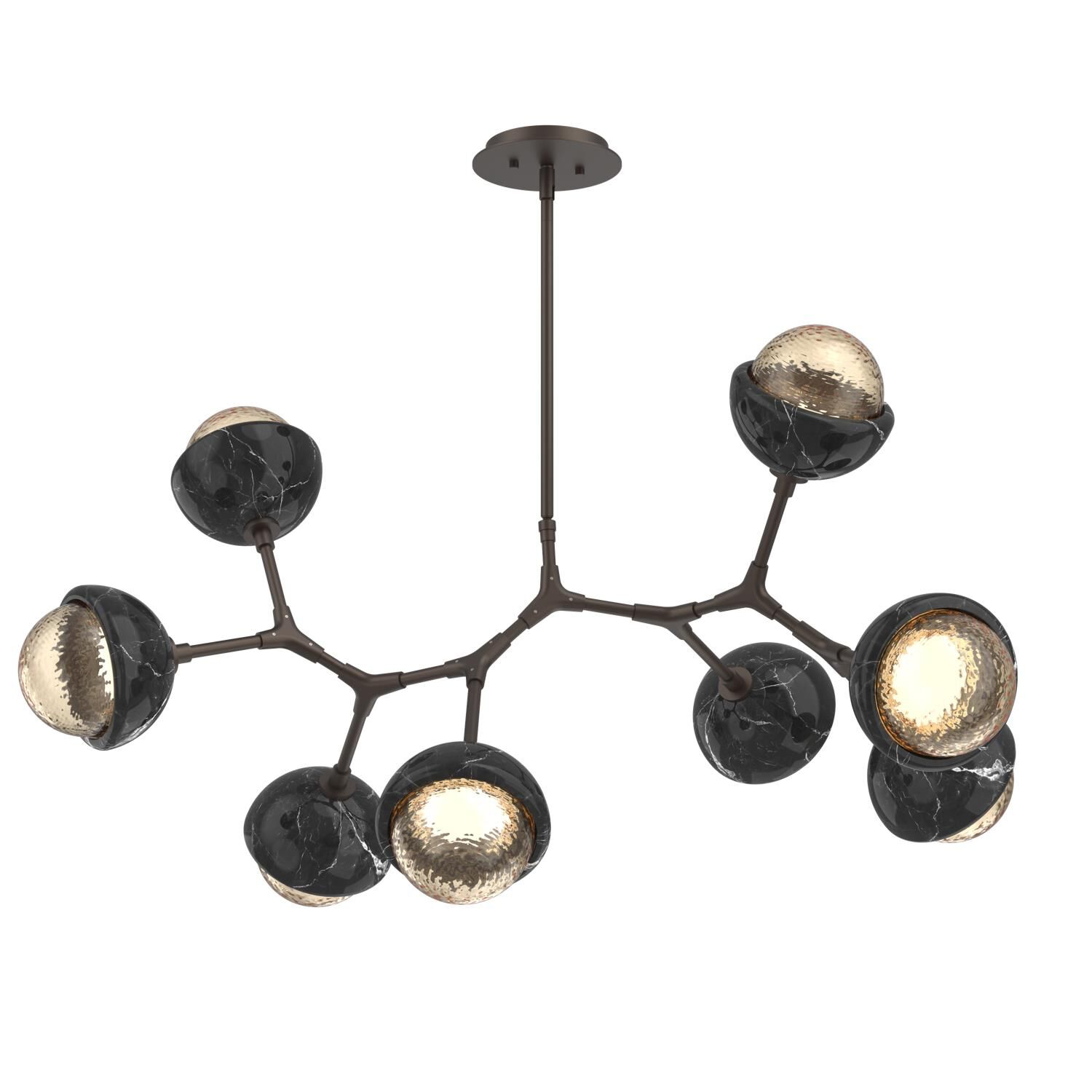 Shown in Flat Bronze finish and Amber glass and Black Marble accent
