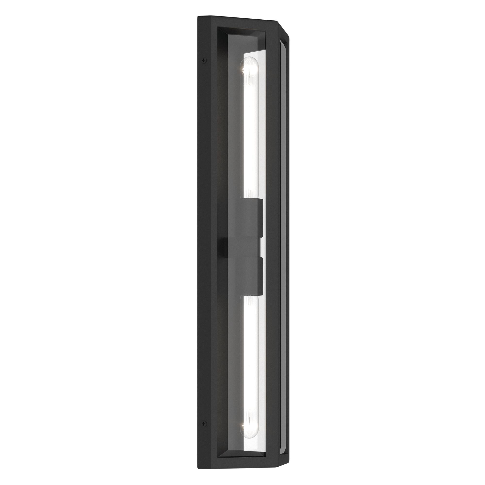 Shown in Textured Black finish and Clear Beveled glass