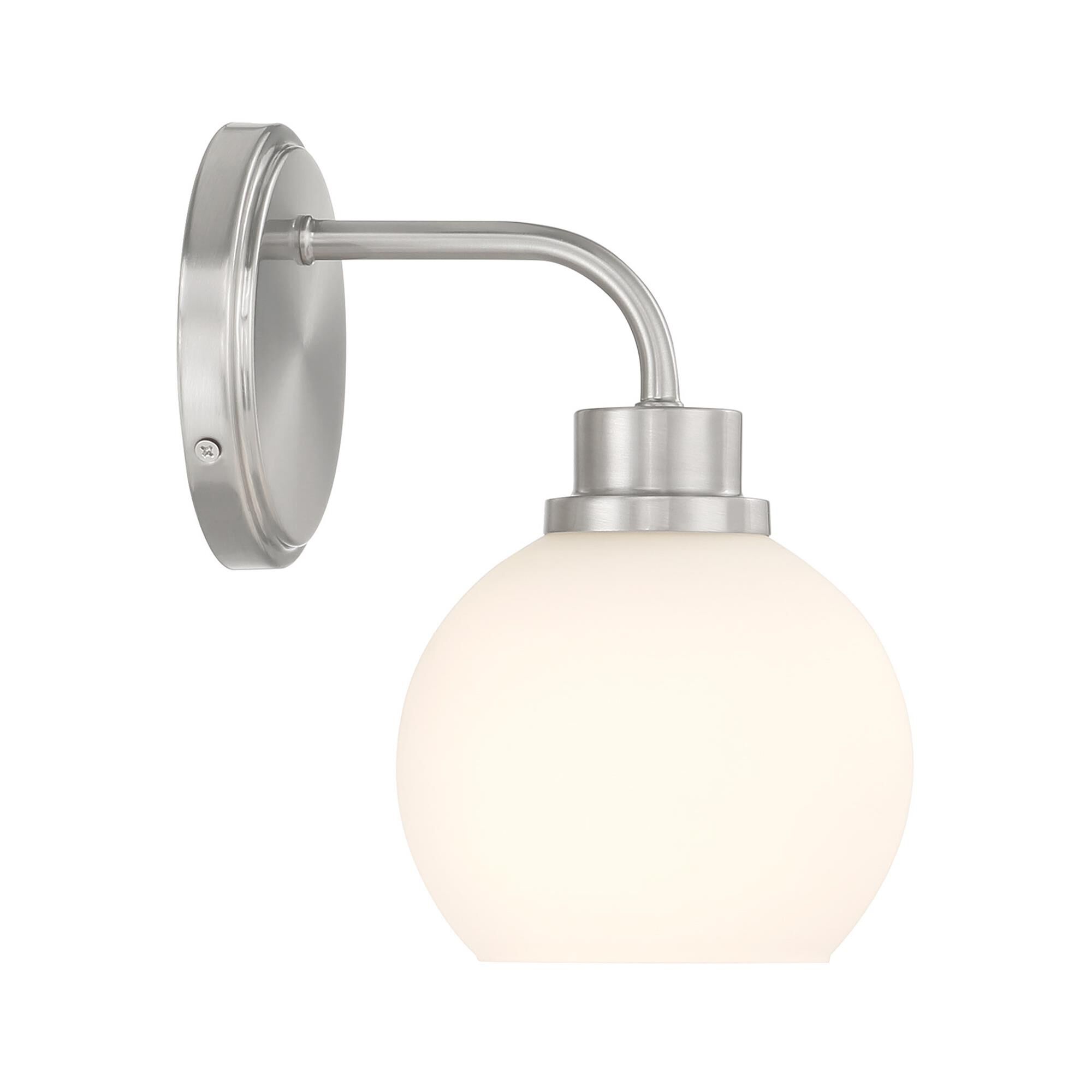 Shown in Brushed Nickel finish and White Opal glass