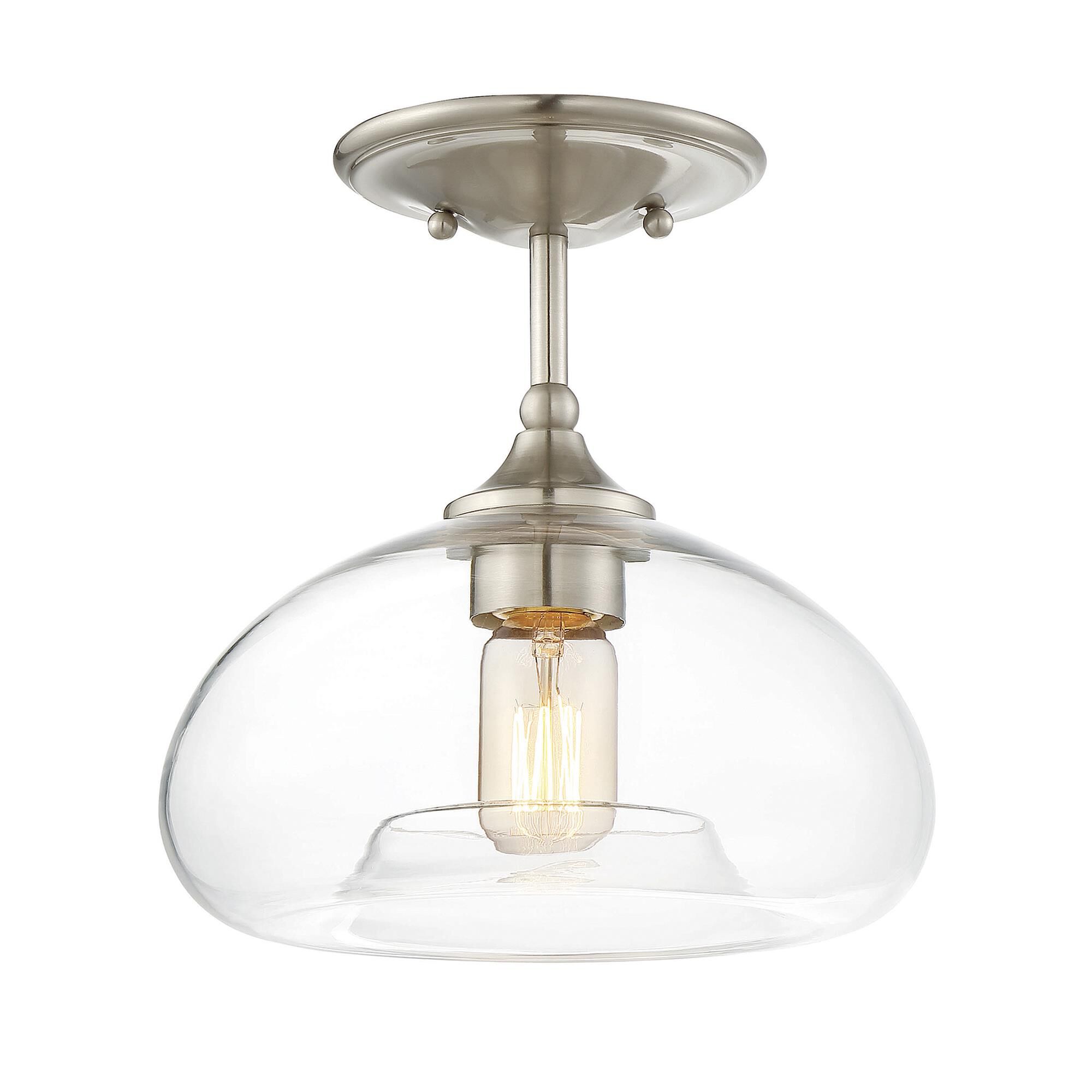 Shown in Brushed Nickel finish and Clear glass