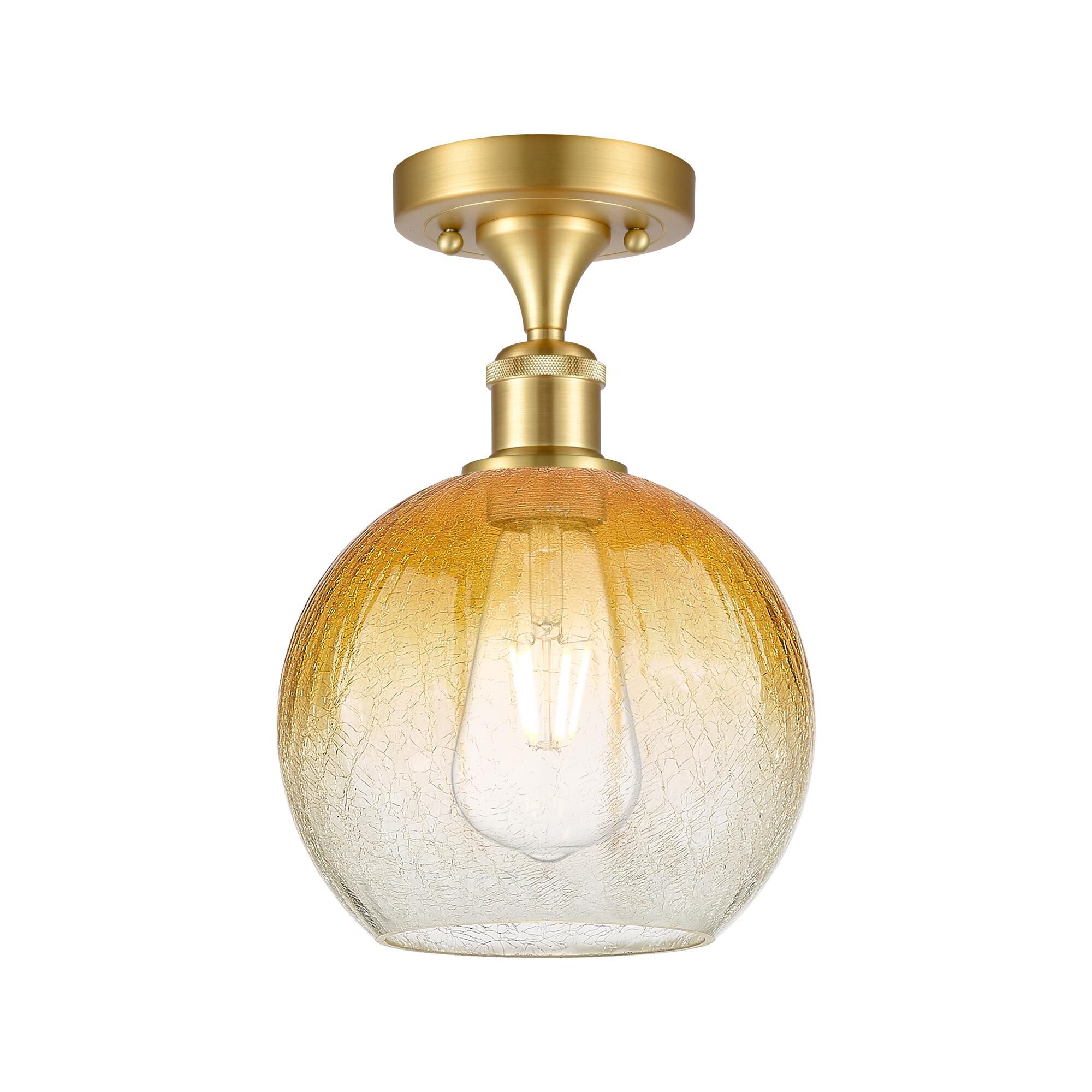 Shown in Satin Gold finish and Amber glass