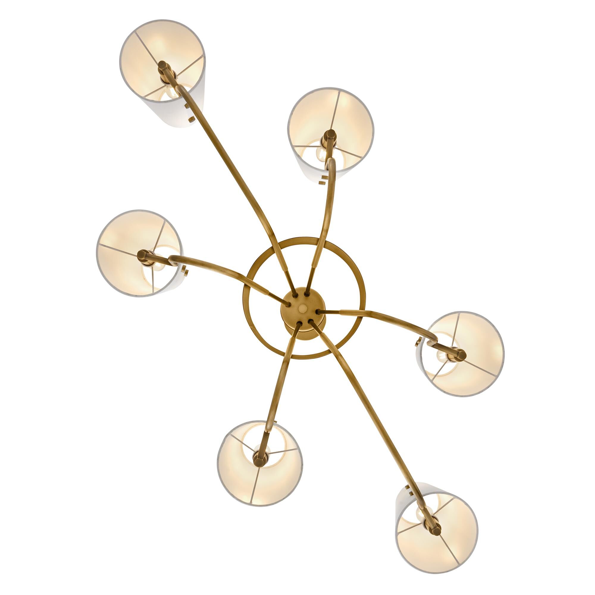 Shown in Heritage Brass finish and Off-White Fabric shade