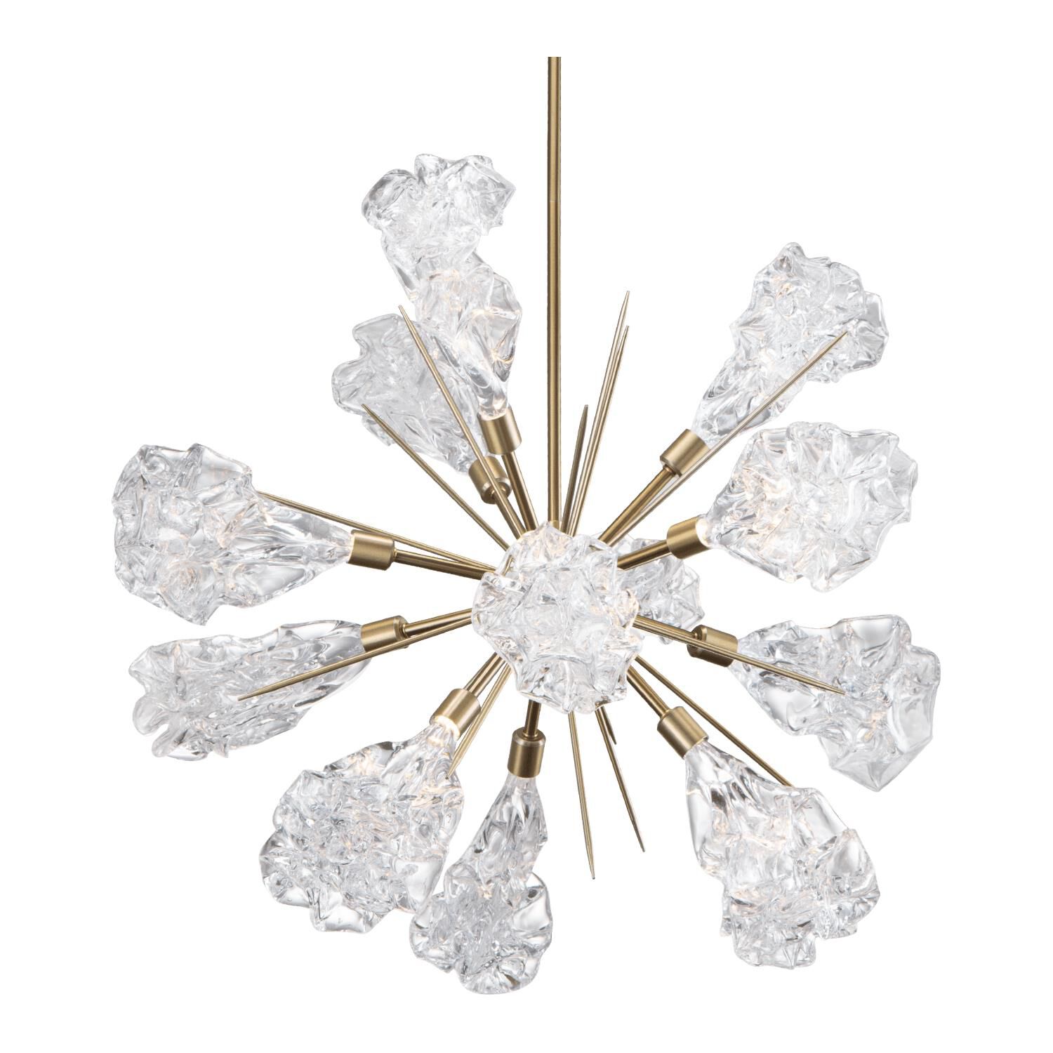 Shown in Heritage Brass finish and Clear Blown glass