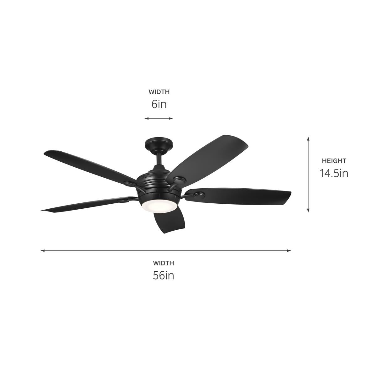 Tranquil Outdoor Rated 56 Inch Ceiling Fan with Light Kit by Kichler Lighting