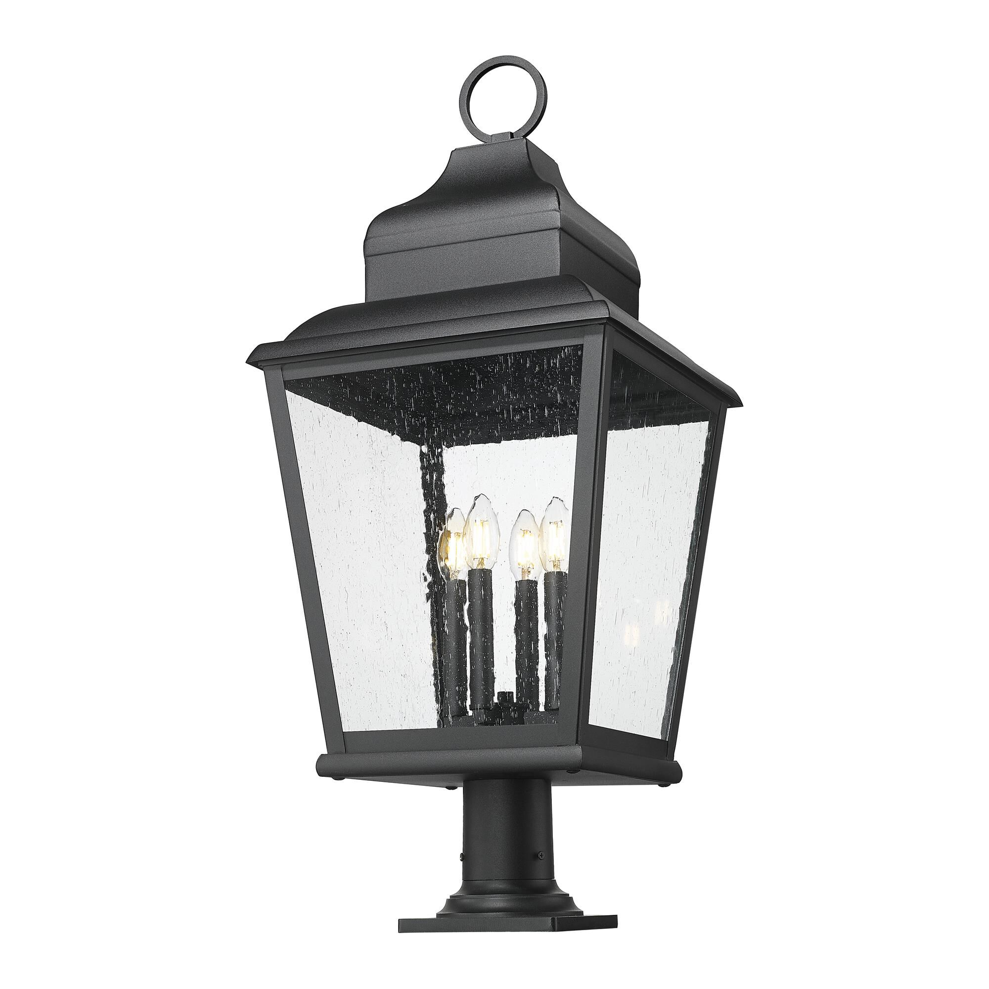 Shown in Sand Black finish and Clear Seedy glass