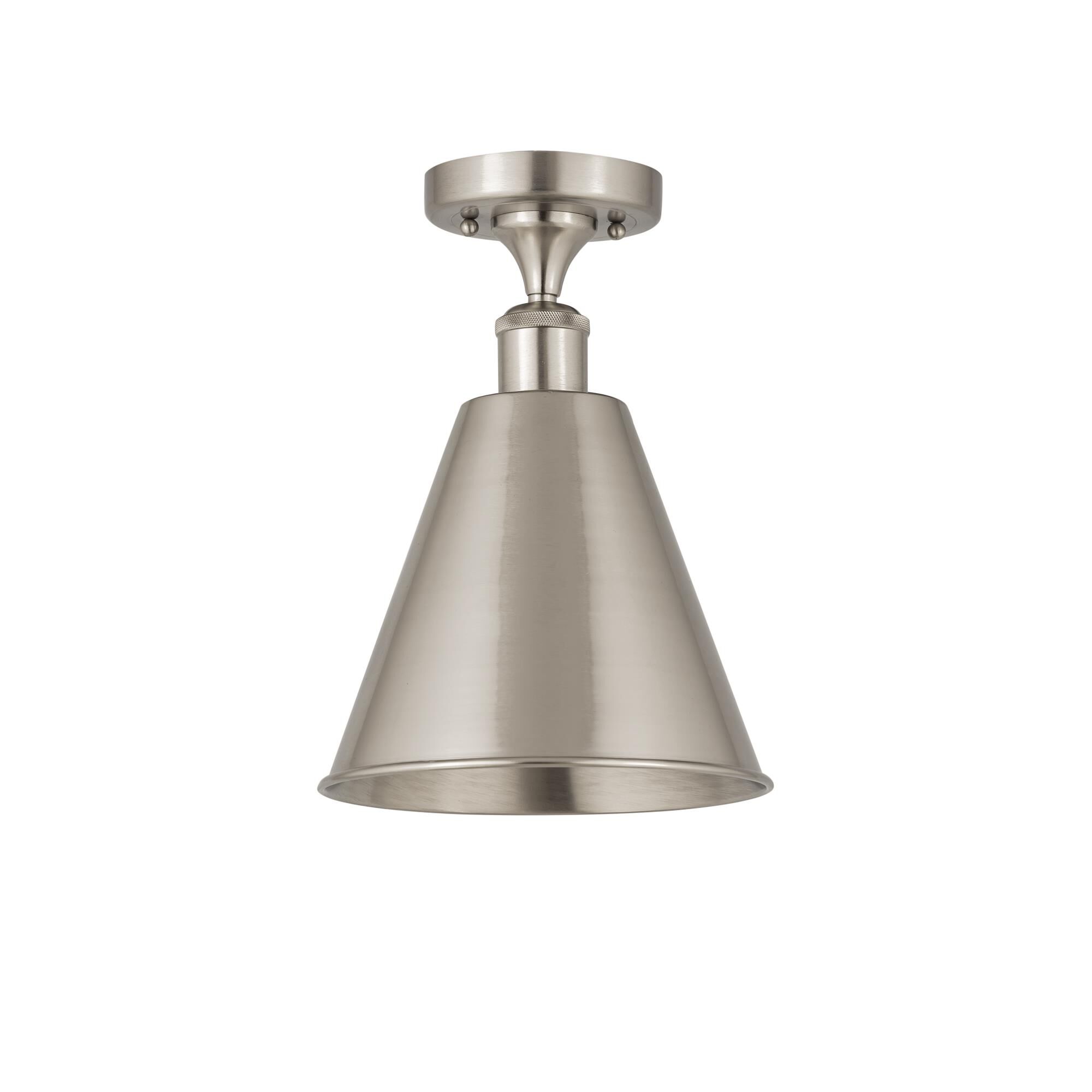 Shown in Brushed Satin Nickel finish and Brushed Satin Nickel Ballston Cone shade