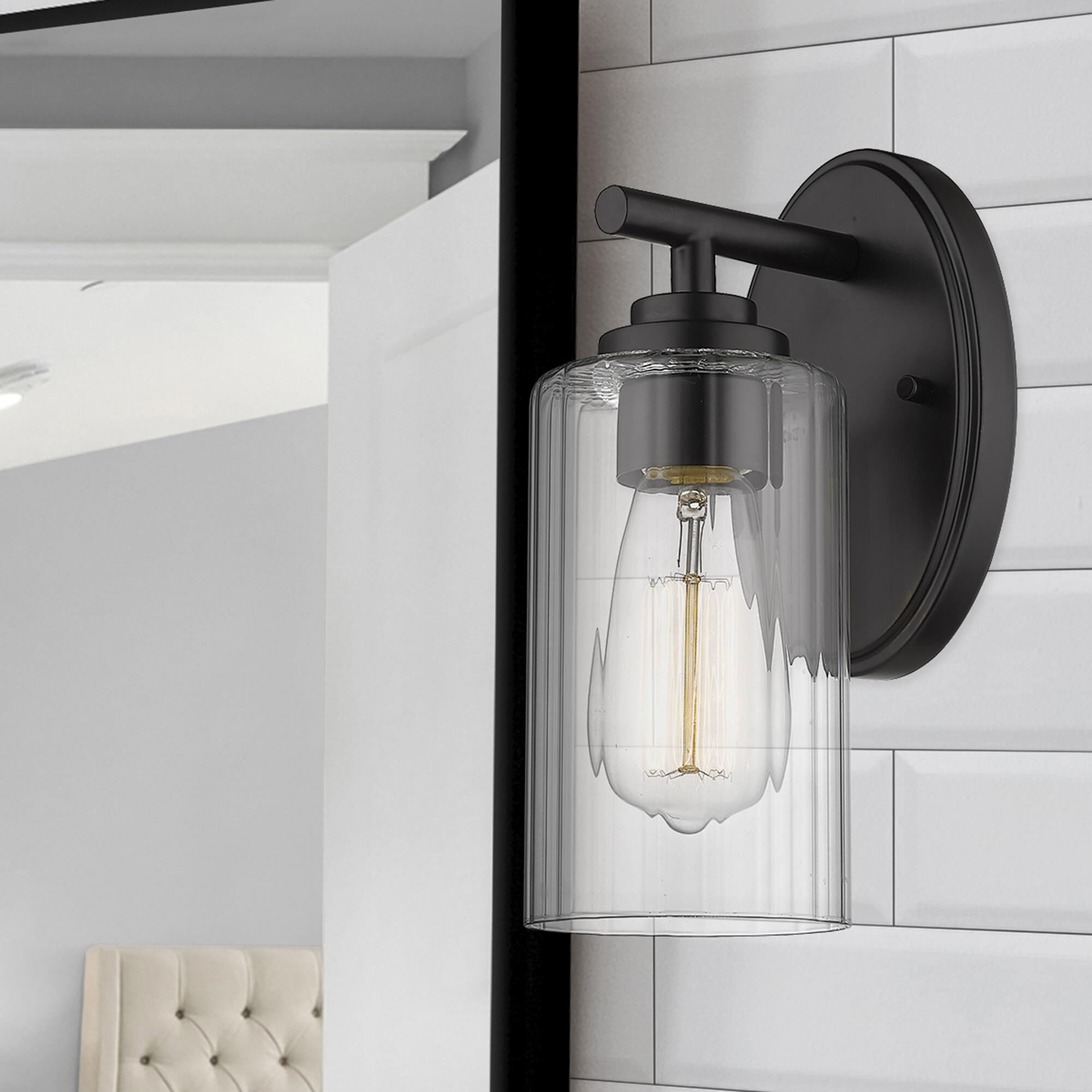 Shown in Matte Black  finish and Clear glass