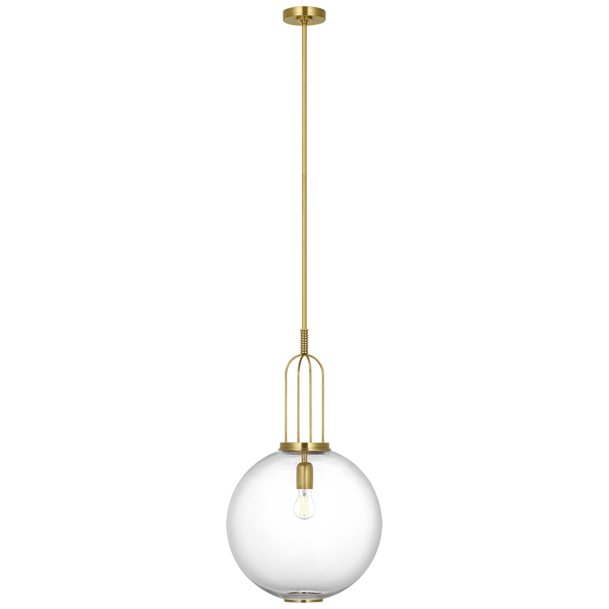 Shown in Soft Brass finish and Clear glass
