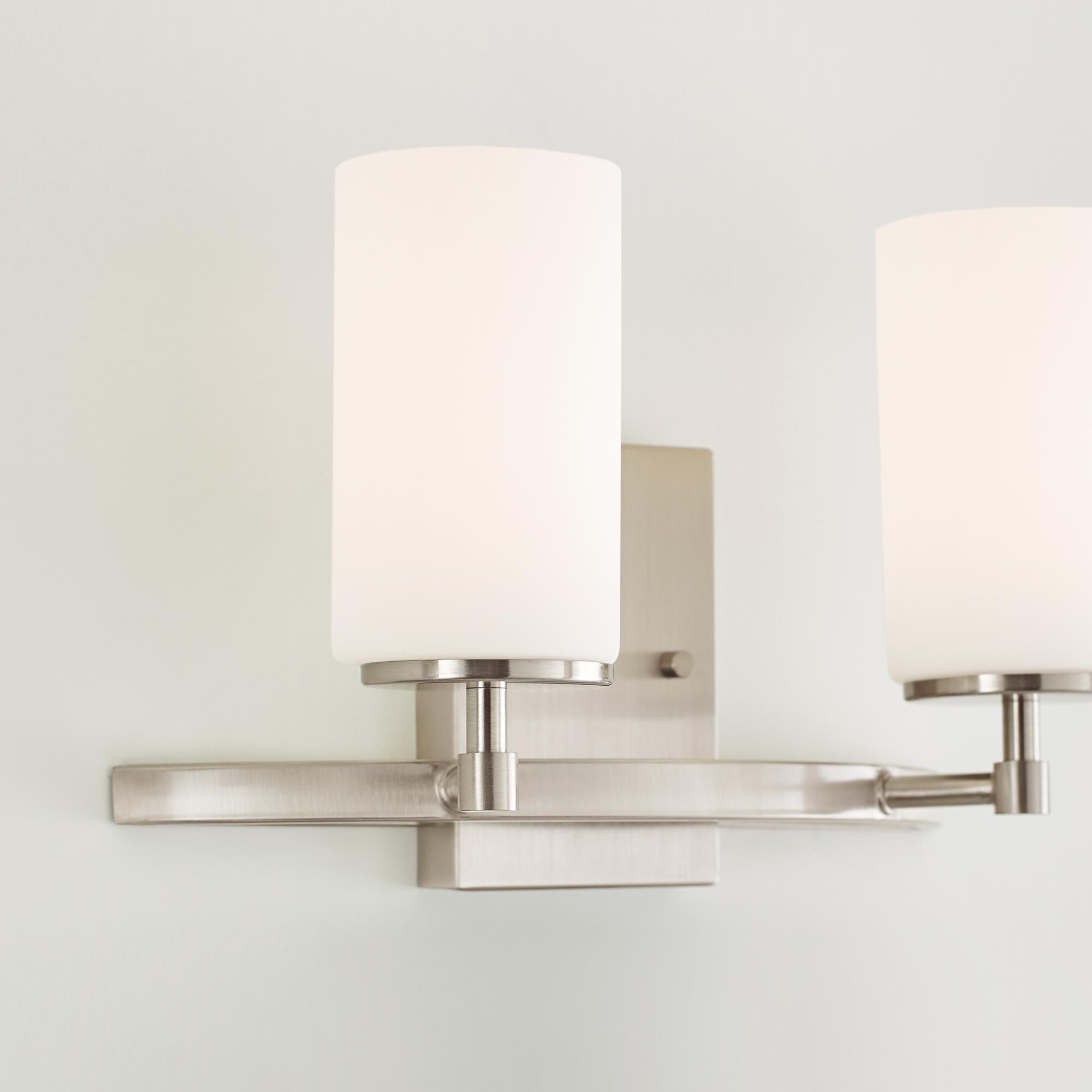 Shown in Brushed Nickel finish and Etched - White Insidehades glass