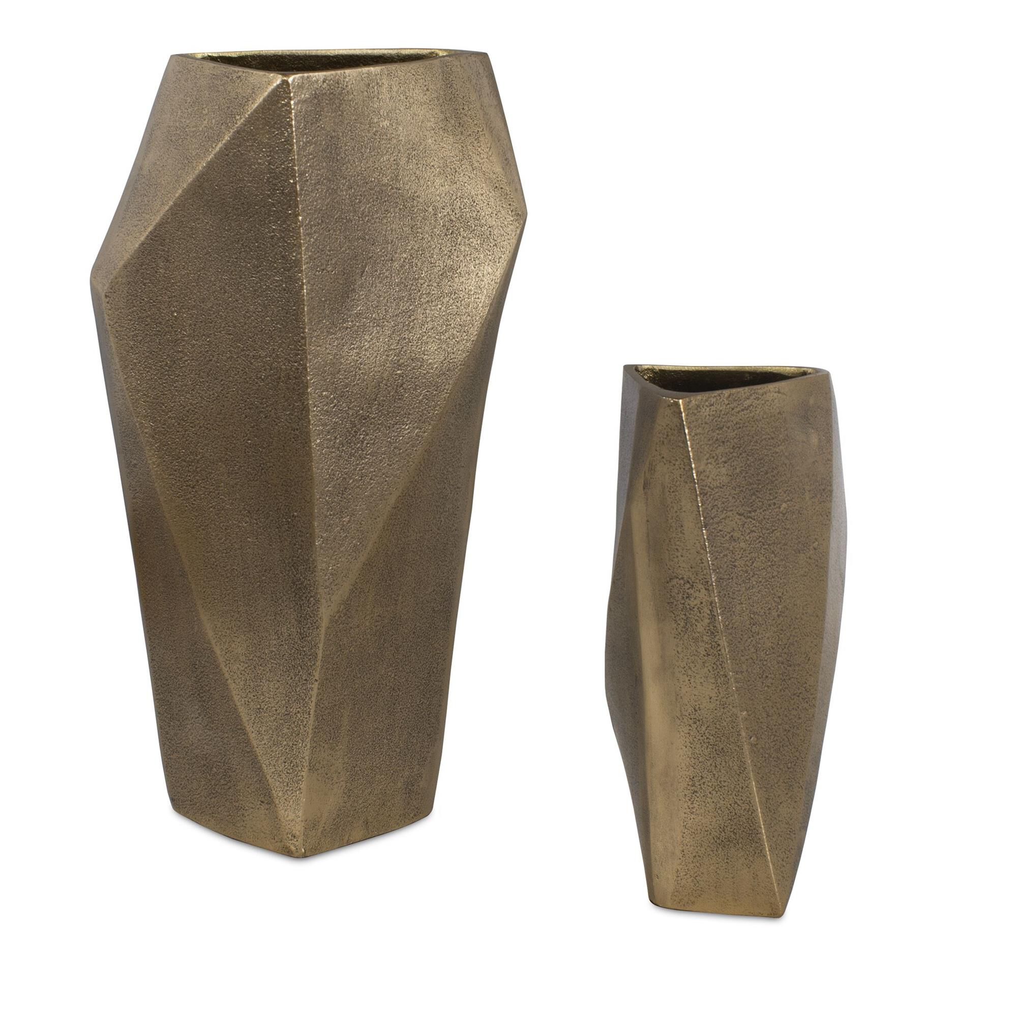 Uttermost GeoForm Indoor-Outdoor Brass Vases Set/2 Vase-Urn by Uttermost