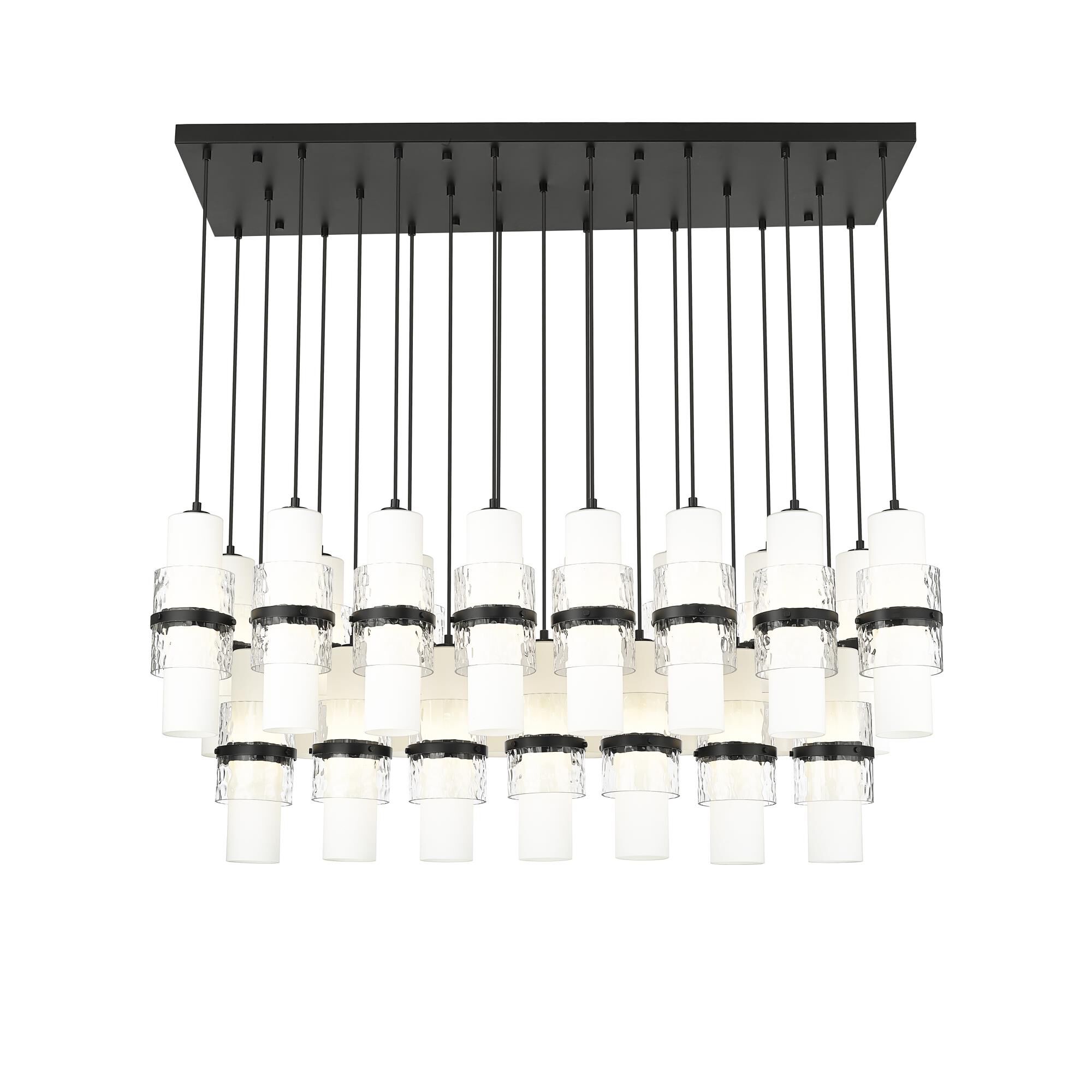 Shown in Matte Black finish and Clear + Etched Opal glass and Clear + Etched Opal shade