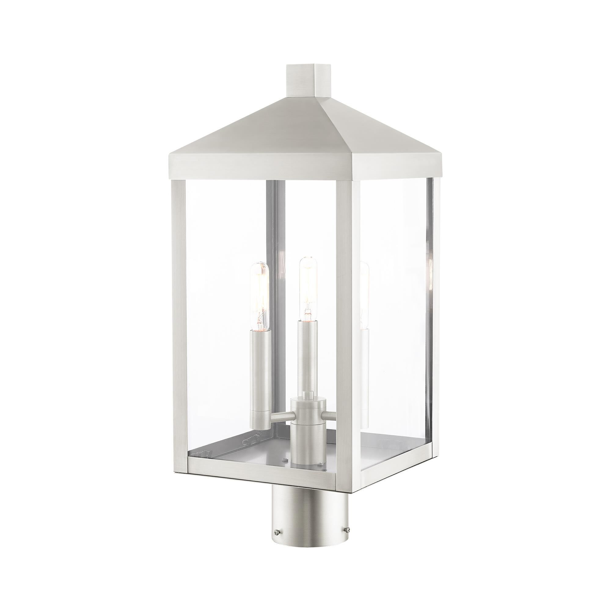 Shown in Brushed Nickel finish and Clear glass and Clear Glass shade