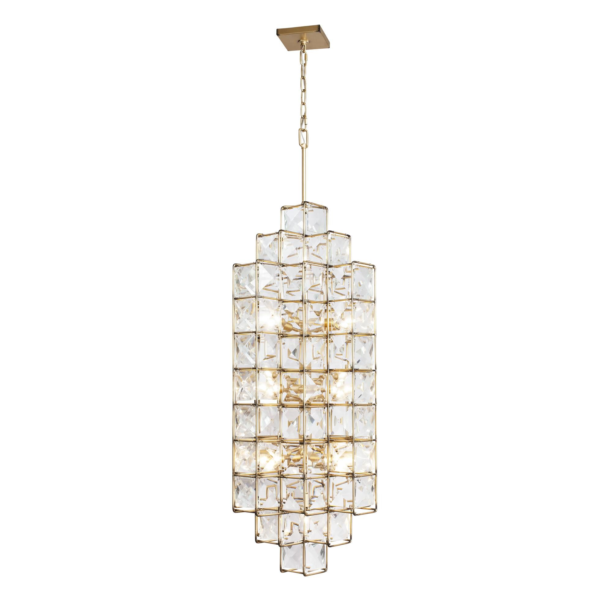 Shown in Calypso Gold finish and Faceted Panels - Clear crystal