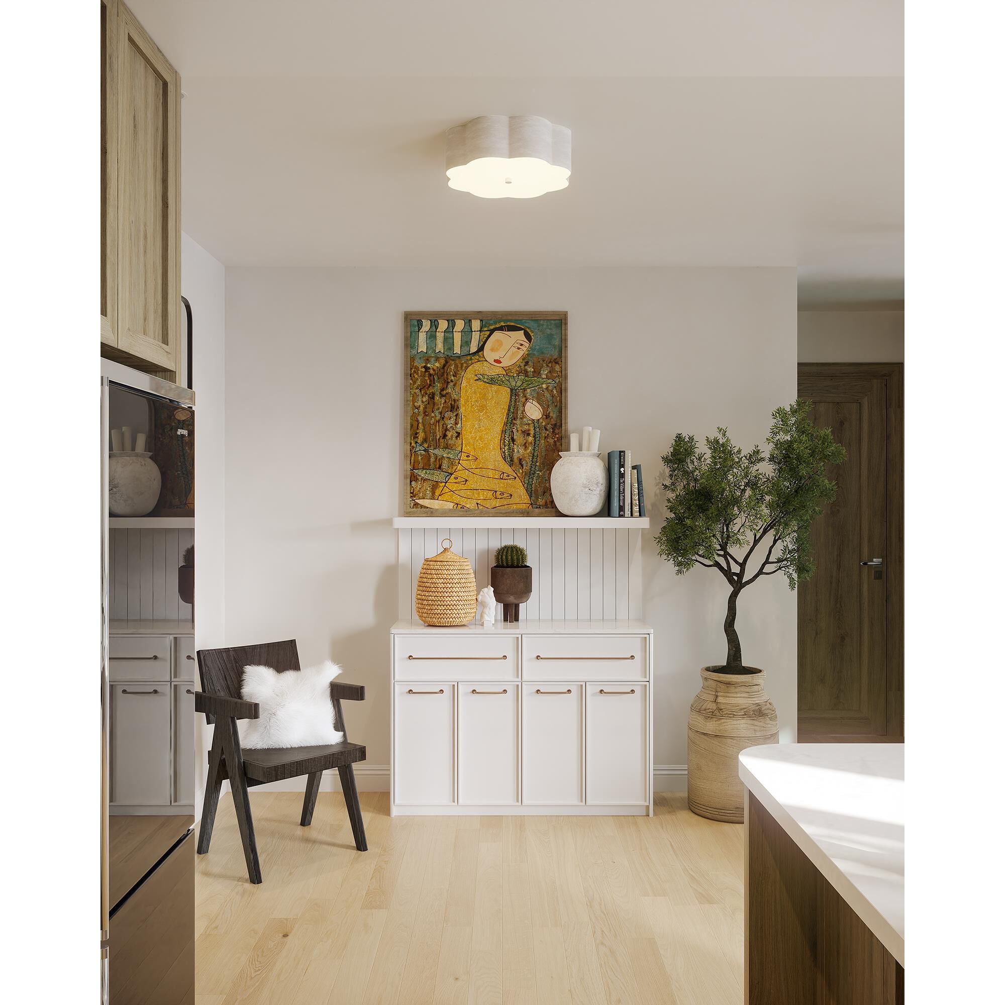 Shown in Antique White finish and Frosted Diffuser glass