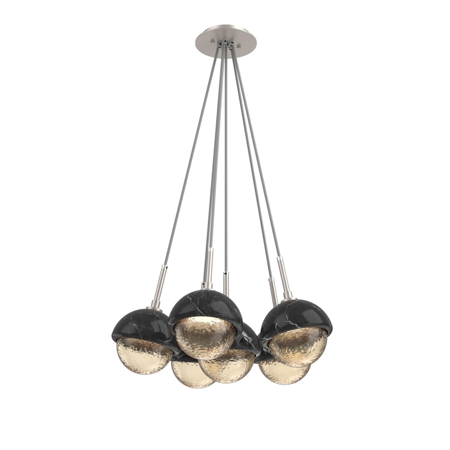 Shown in Beige Silver finish and Amber glass and Black Marble accent