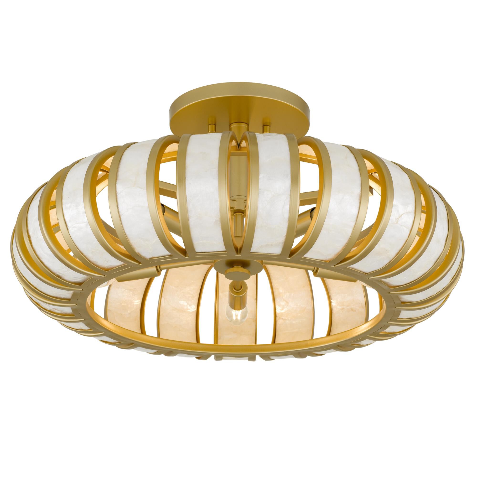 Shown in Soft Gold finish and Capiz Shell shade