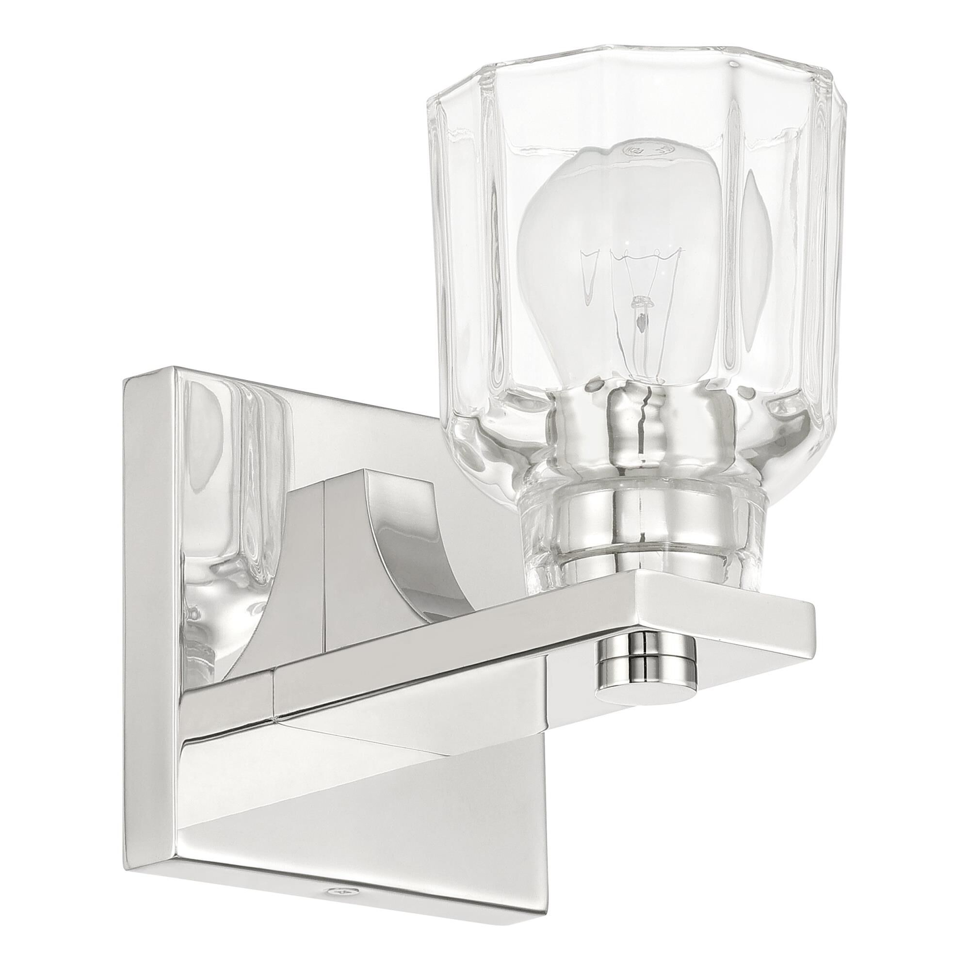 Shown in Polished Nickel finish and Clear Ribbed glass