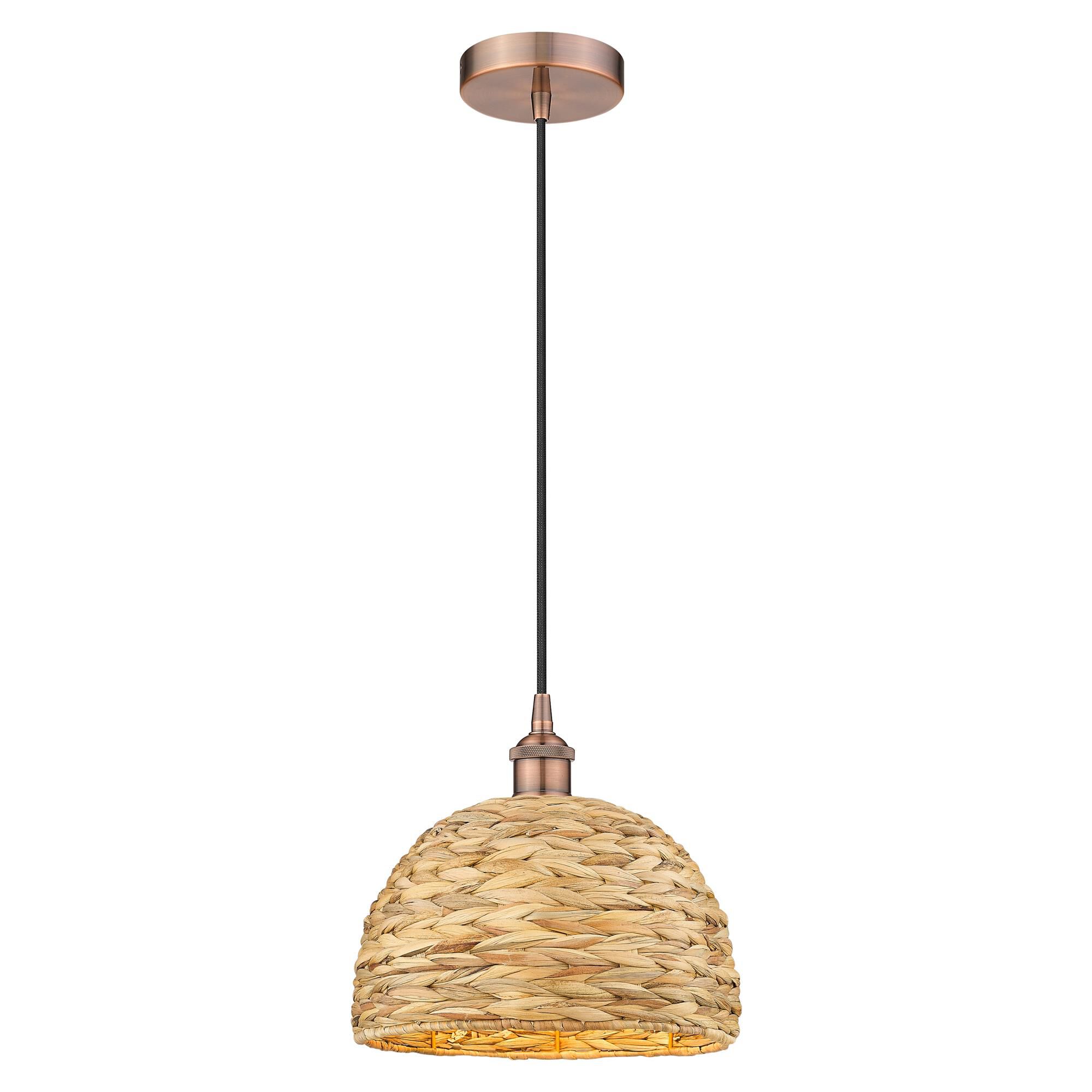 Bruno Marashlian Woven Rattan Mini Pendant by Innovations Lighting