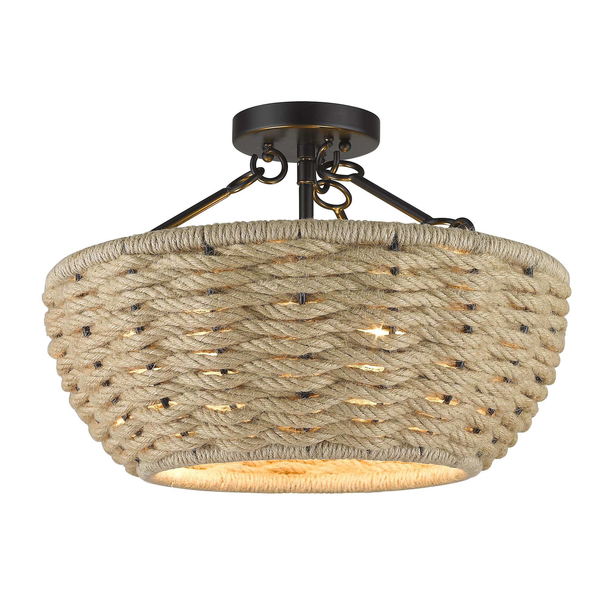 Shown in Matte Black finish and Woven Hemp Rope shade