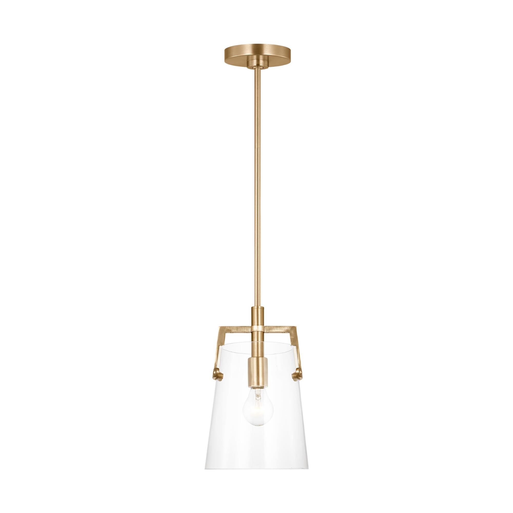 Shown in Satin Brass finish and Clear glass