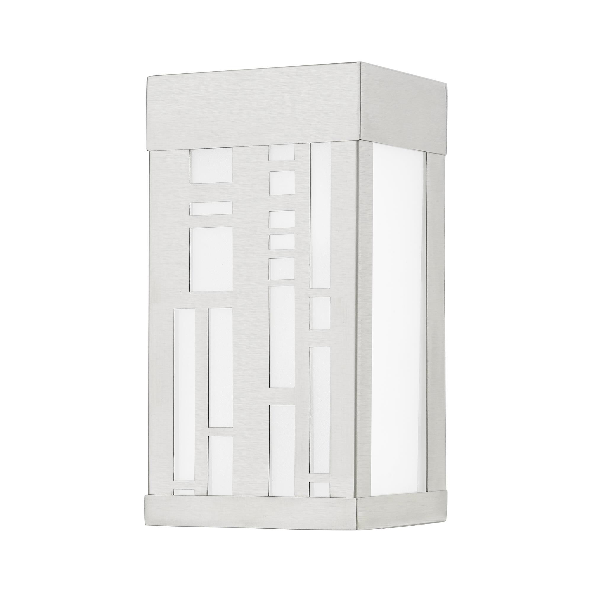 Shown in Brushed Nickel finish and Clear Outside and Sandblasted Inside glass