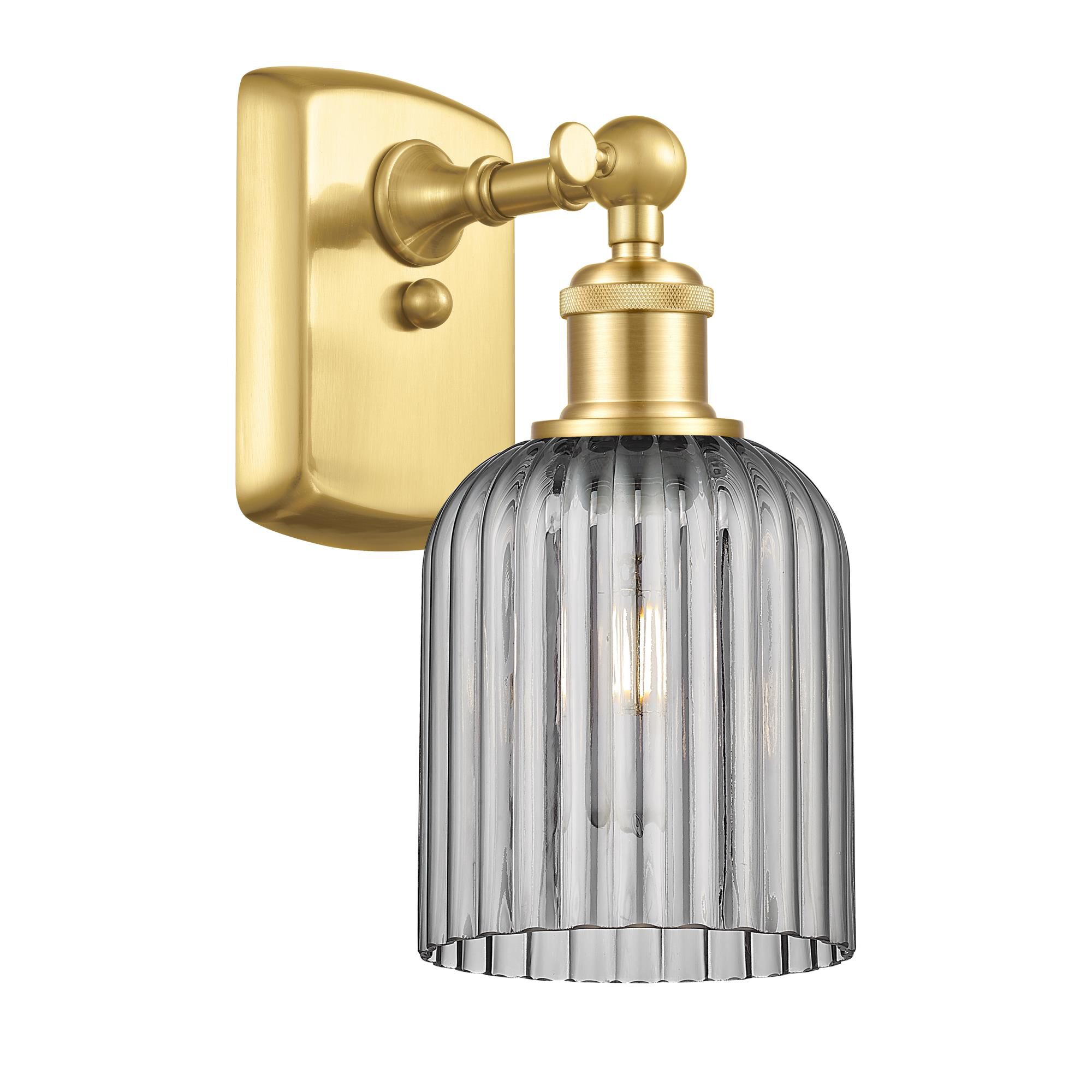 Shown in Satin Gold finish and Light Smoke shade