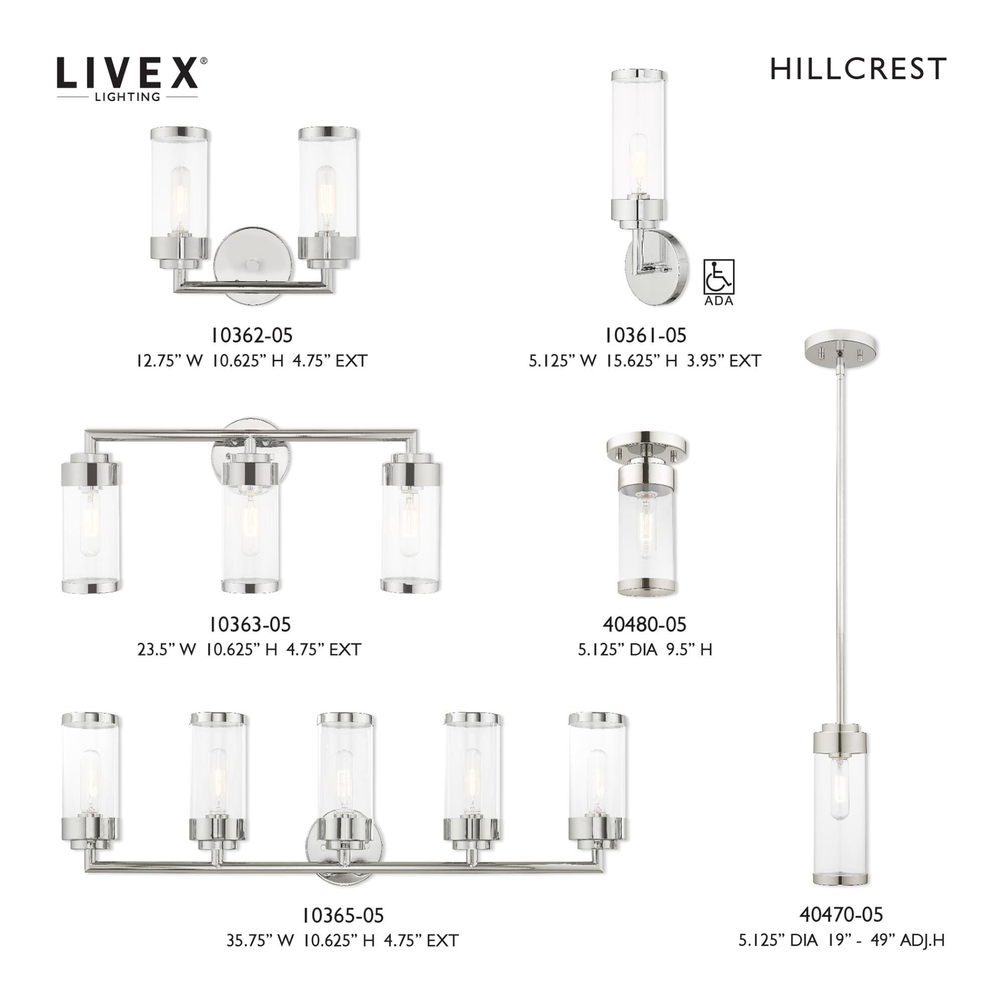 Hillcrest 12 Inch 2 Light Bath Vanity Light by Livex Lighting