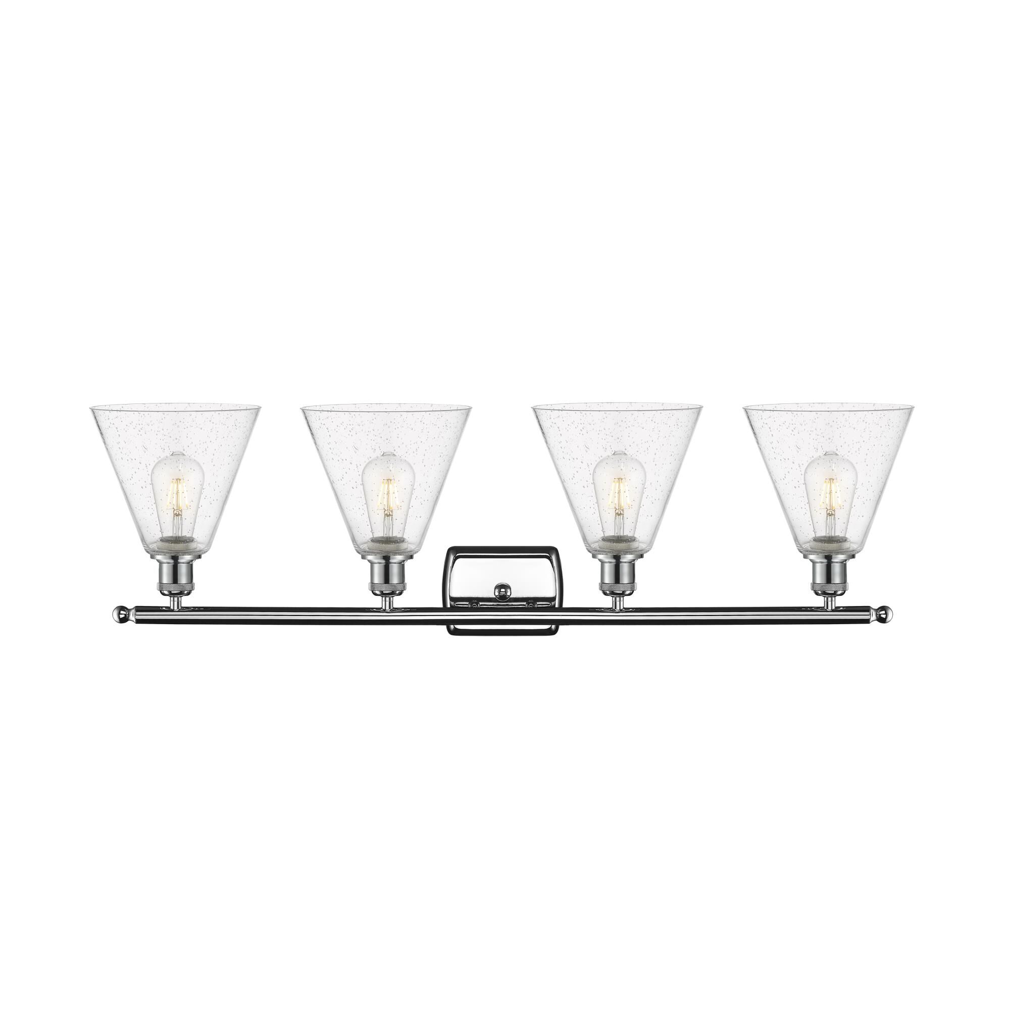 Shown in Polished Chrome finish and Seedy Ballston Cone glass and No Shade shade