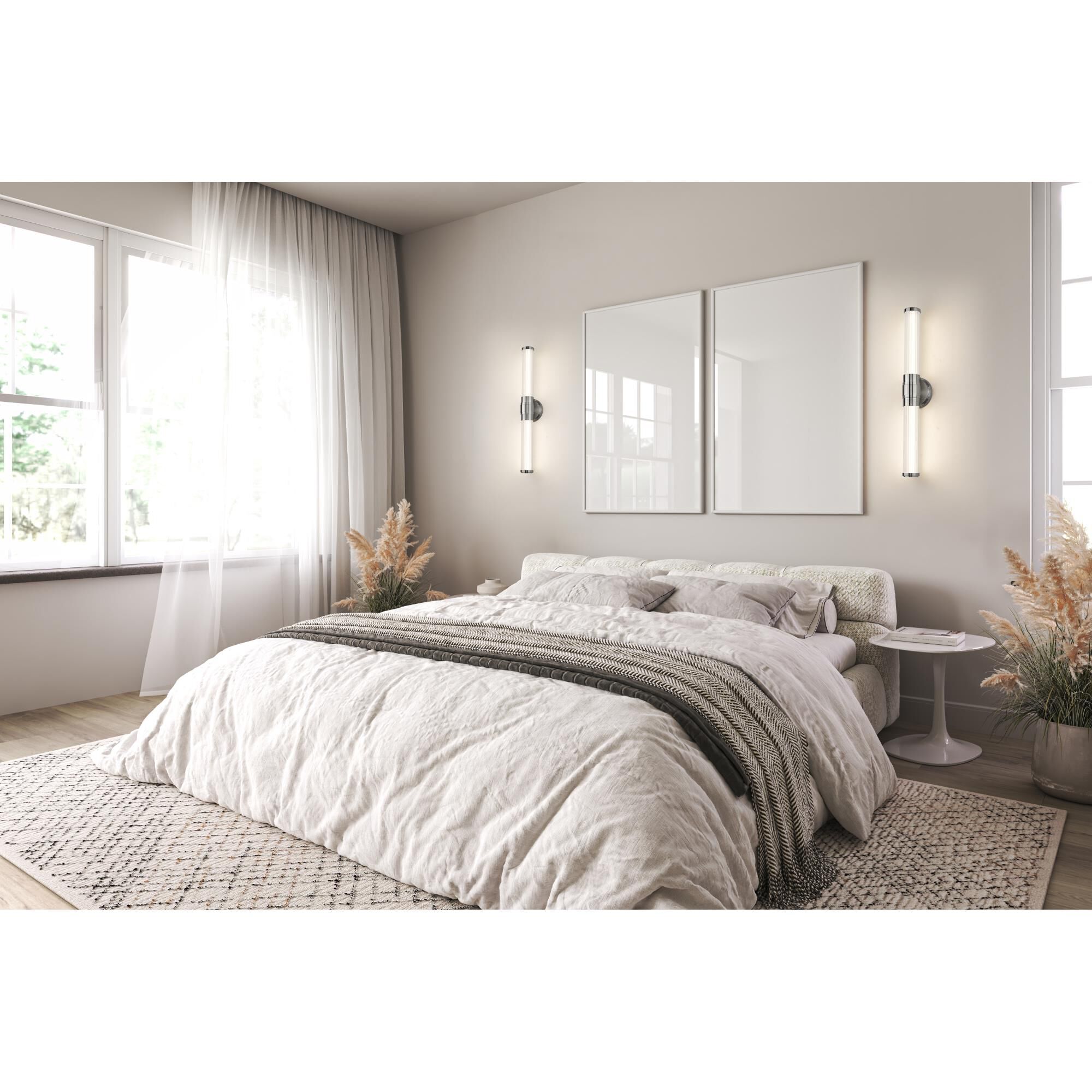 Shown in Brushed Nickel finish and Opal White glass and Opal White shade