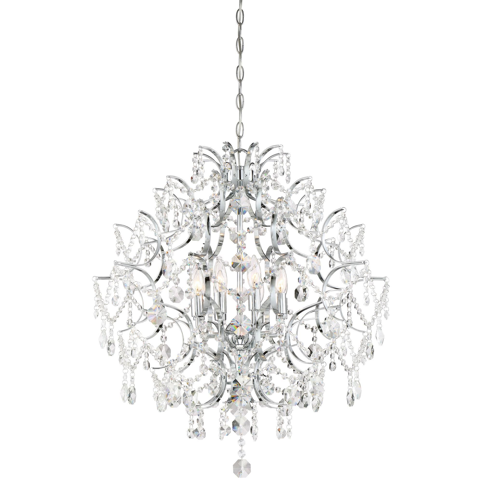 Shown in Chrome finish and Clear Crystal Strings B glass and Crystal Strings shade