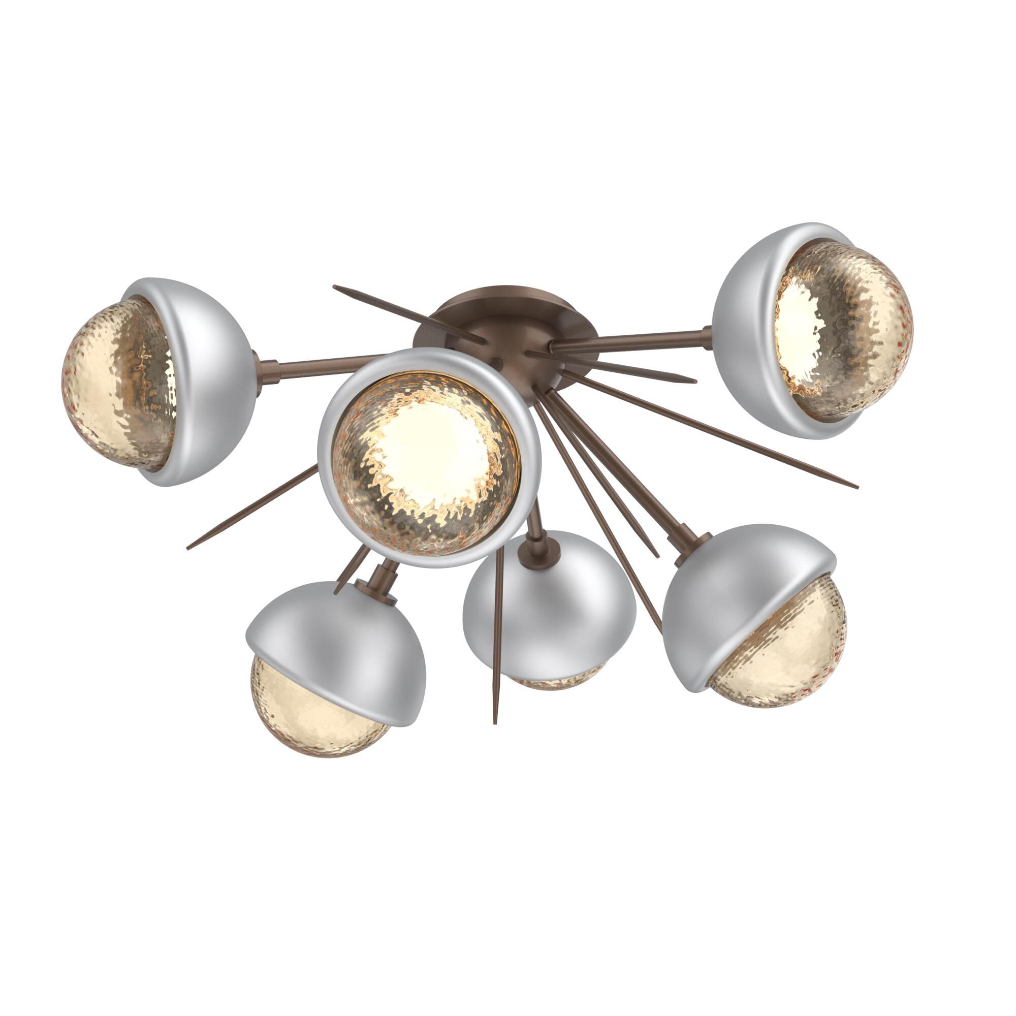Shown in Burnished Bronze finish and Amber glass and Classic Silver accent