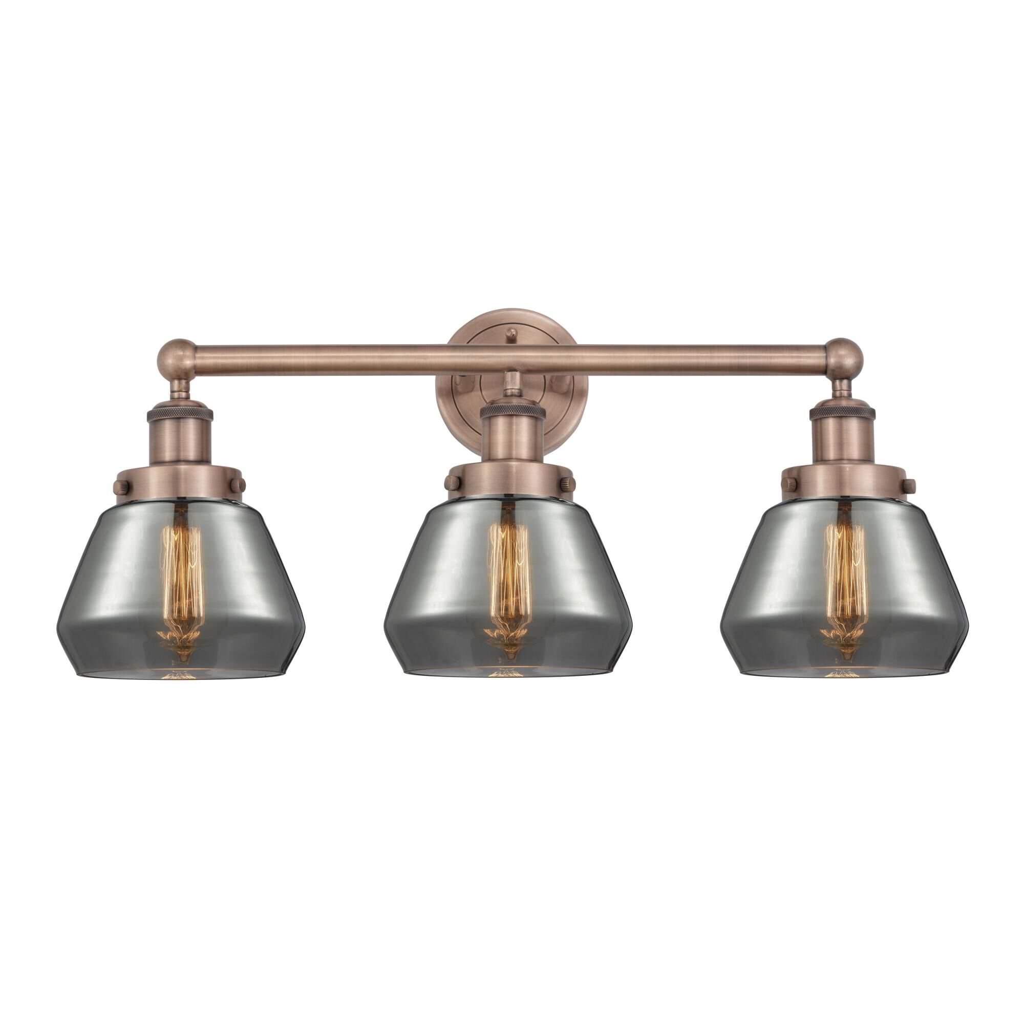 Shown in Antique Copper finish and Plated Smoke glass