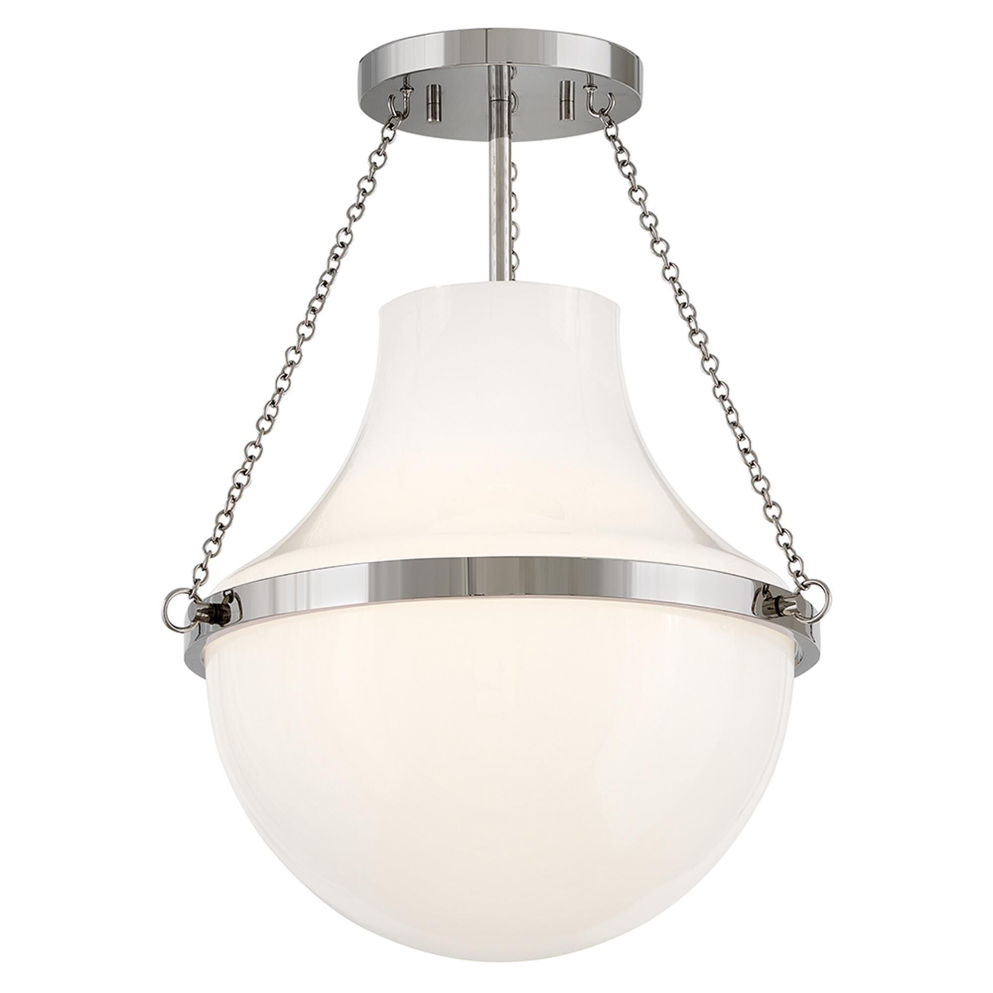 Shown in Polished Nickel finish and Cased Opal glass