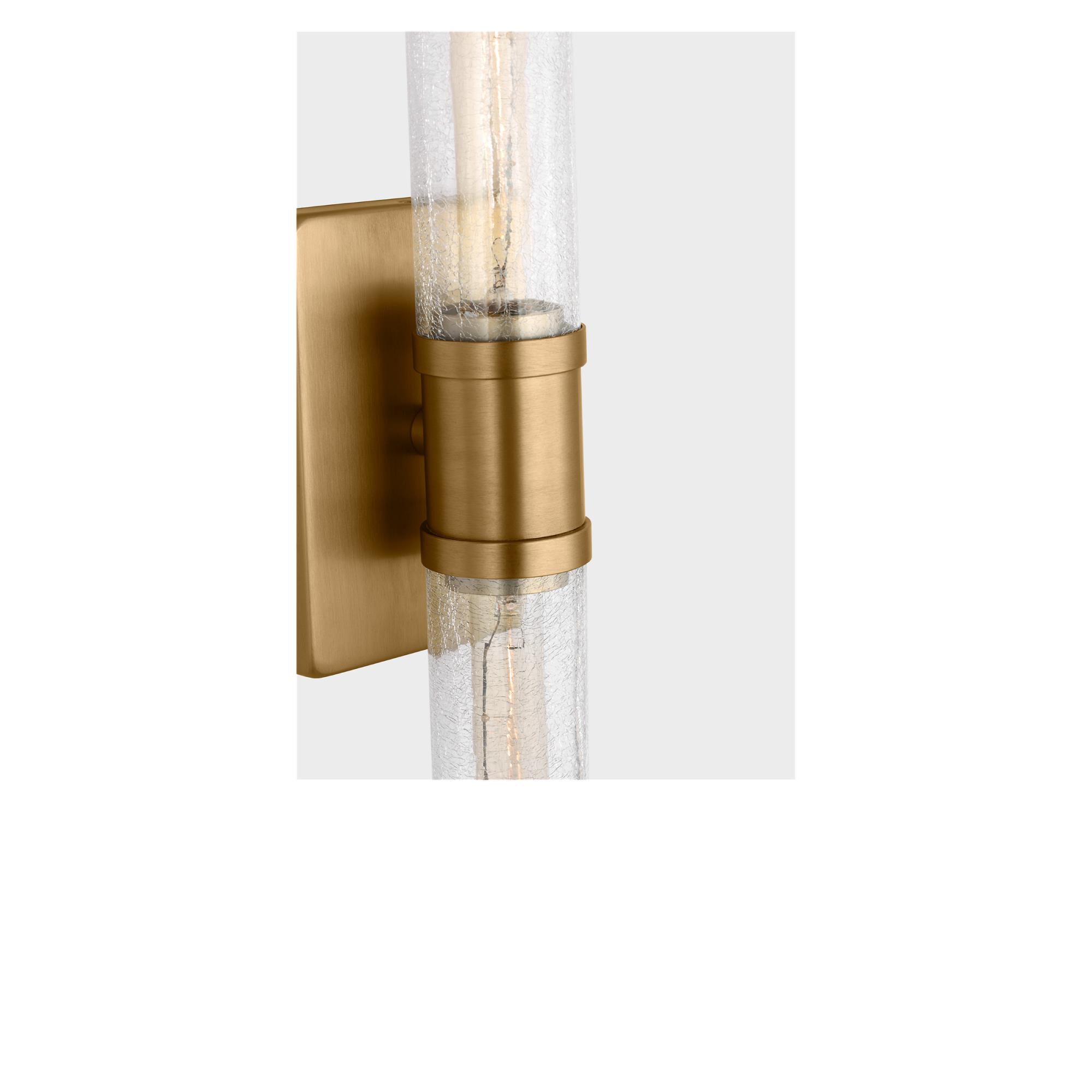 Shown in Satin Brass finish and Crackle glass