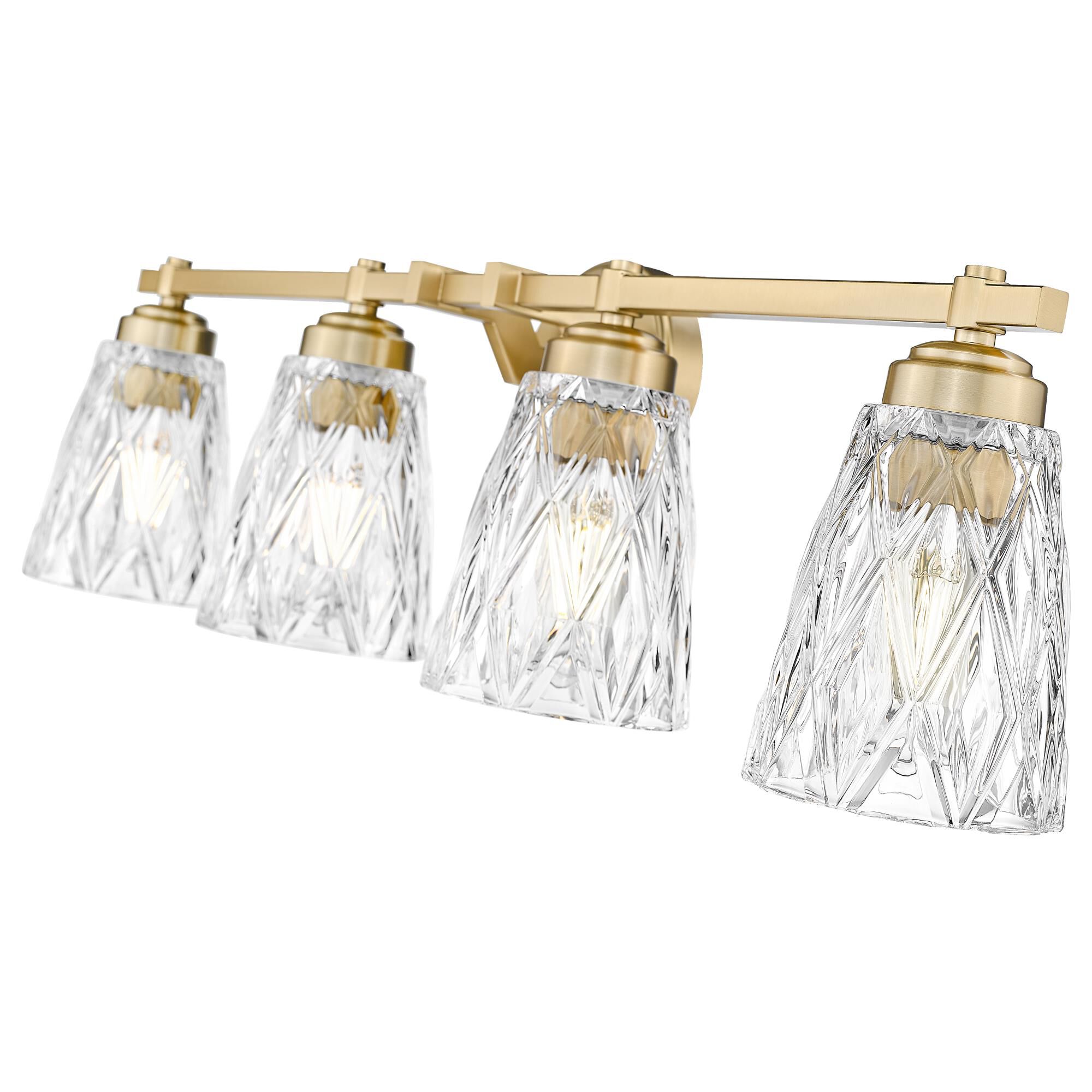 Shown in Modern Gold finish and Clear glass